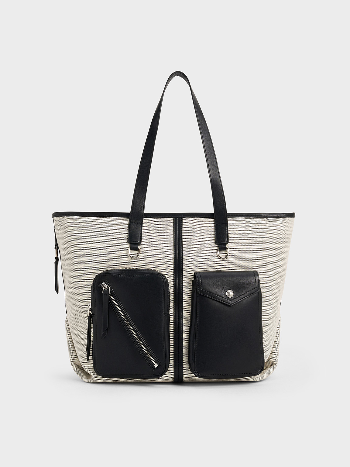 Charles & Keith - Thora Canvas Multi-Pocket Tote Bag