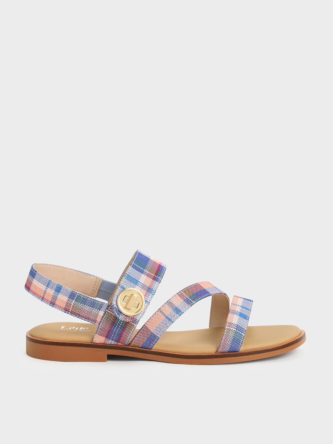 Charles & Keith - Girls' Yara Check-Print Metallic Buckle Sandals