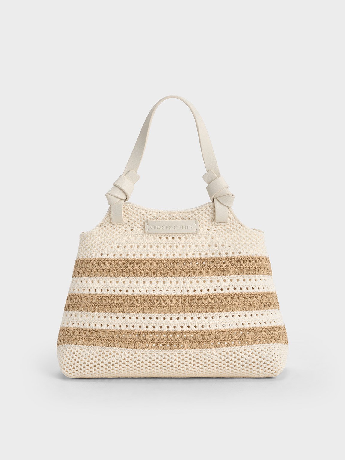 Charles & Keith - Ida Striped Knotted Handle Tote Bag