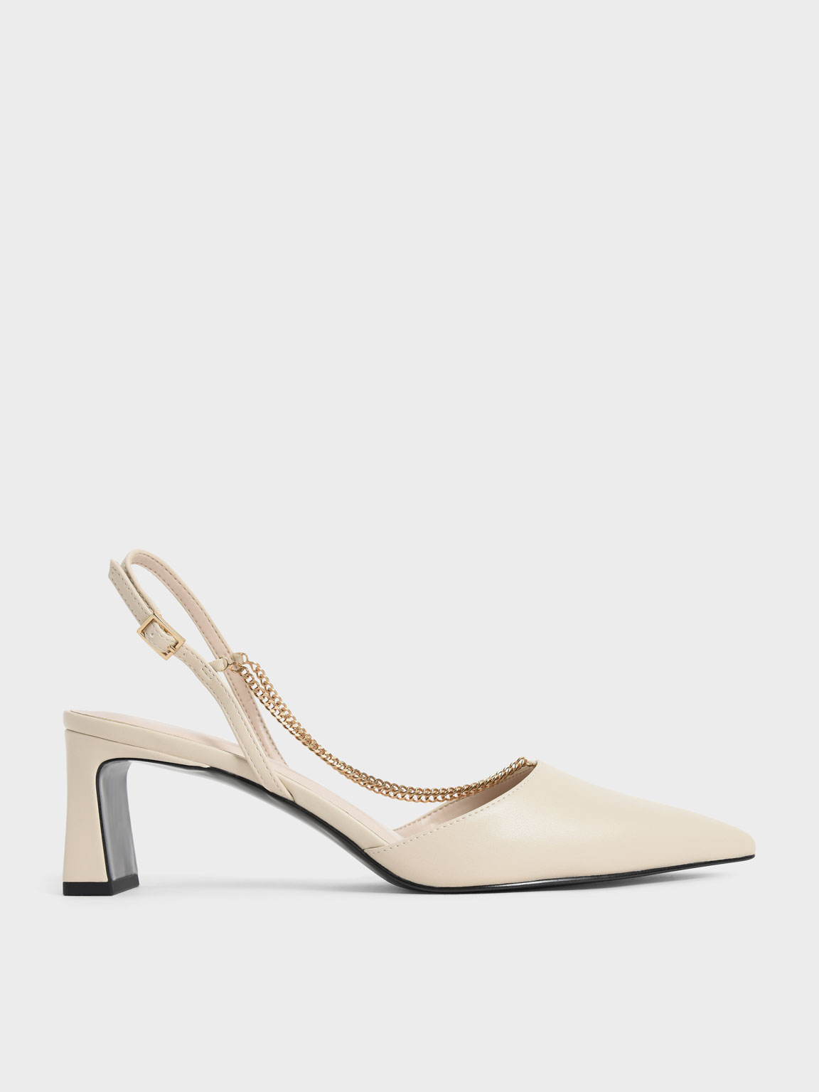 

Chain Strap Pumps, Chalk