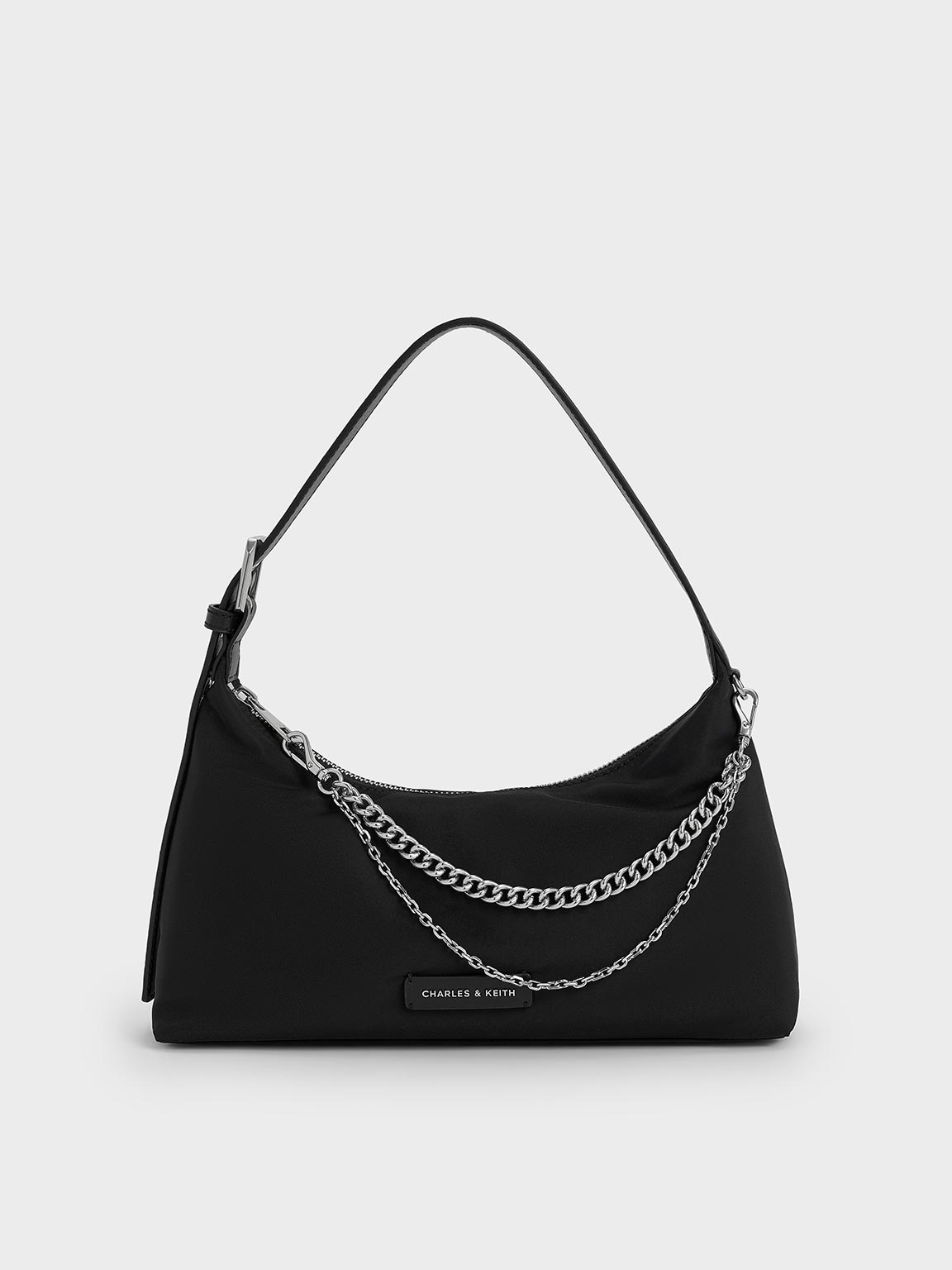 Charles & Keith - Nylon Chain-Link Trapeze Shoulder Bag