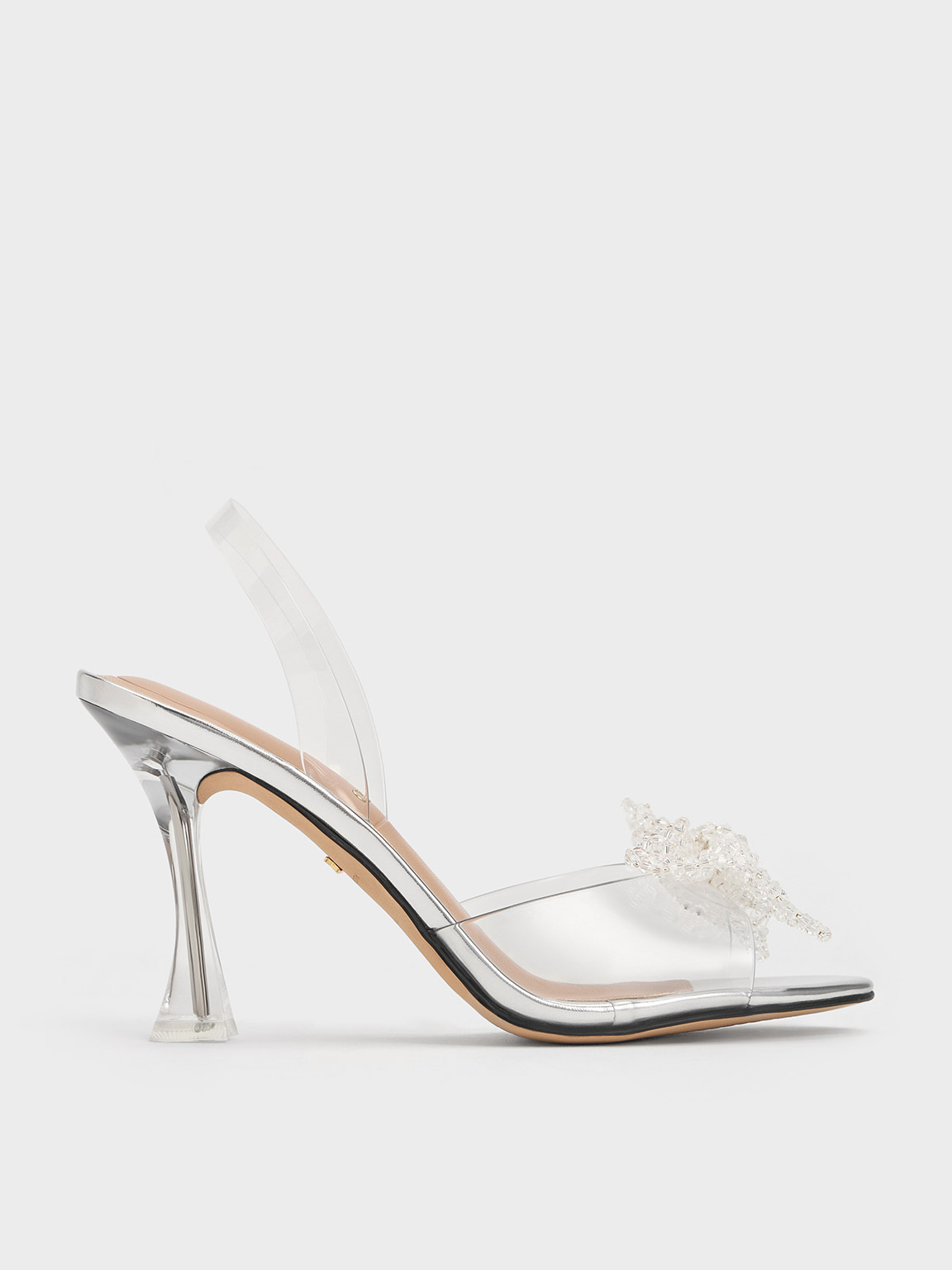 Charles & Keith - See-Through Beaded Bow Slingback Pumps