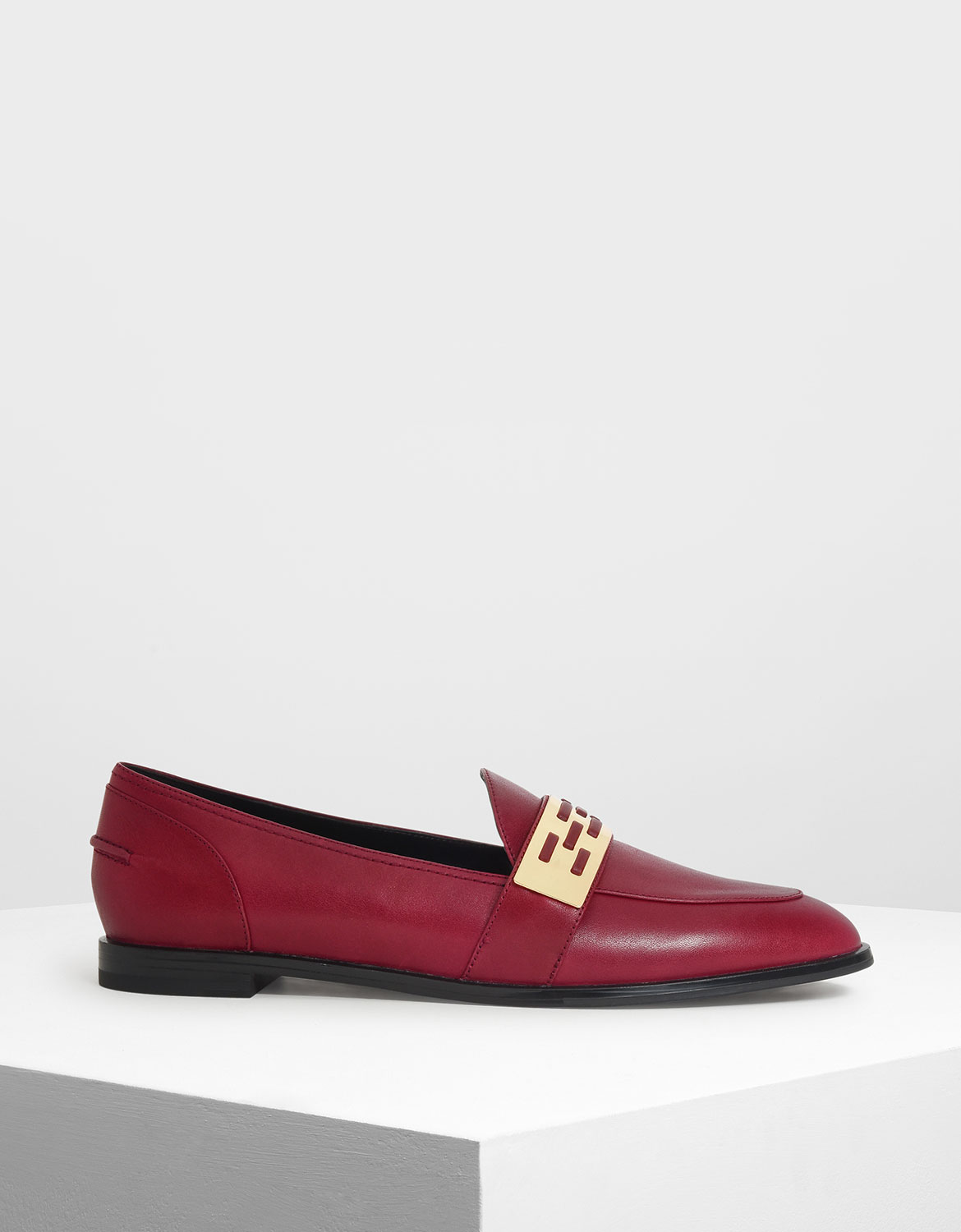 

Metallic Accent Loafers, Burgundy