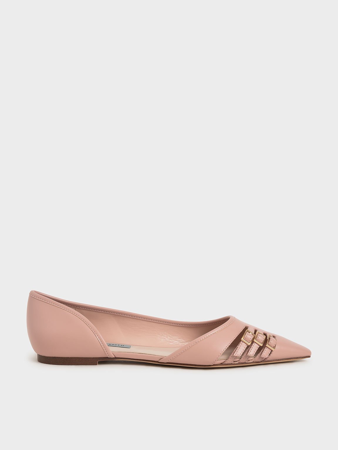 

Half D'Orsay Cut-Out Ballet Pumps, Nude