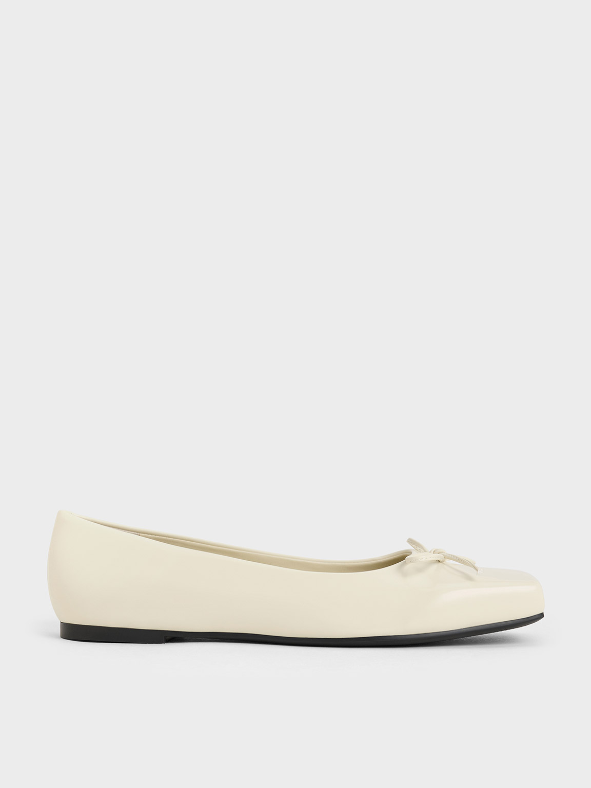 Charles & Keith - Square-Toe Bow Ballet Flats