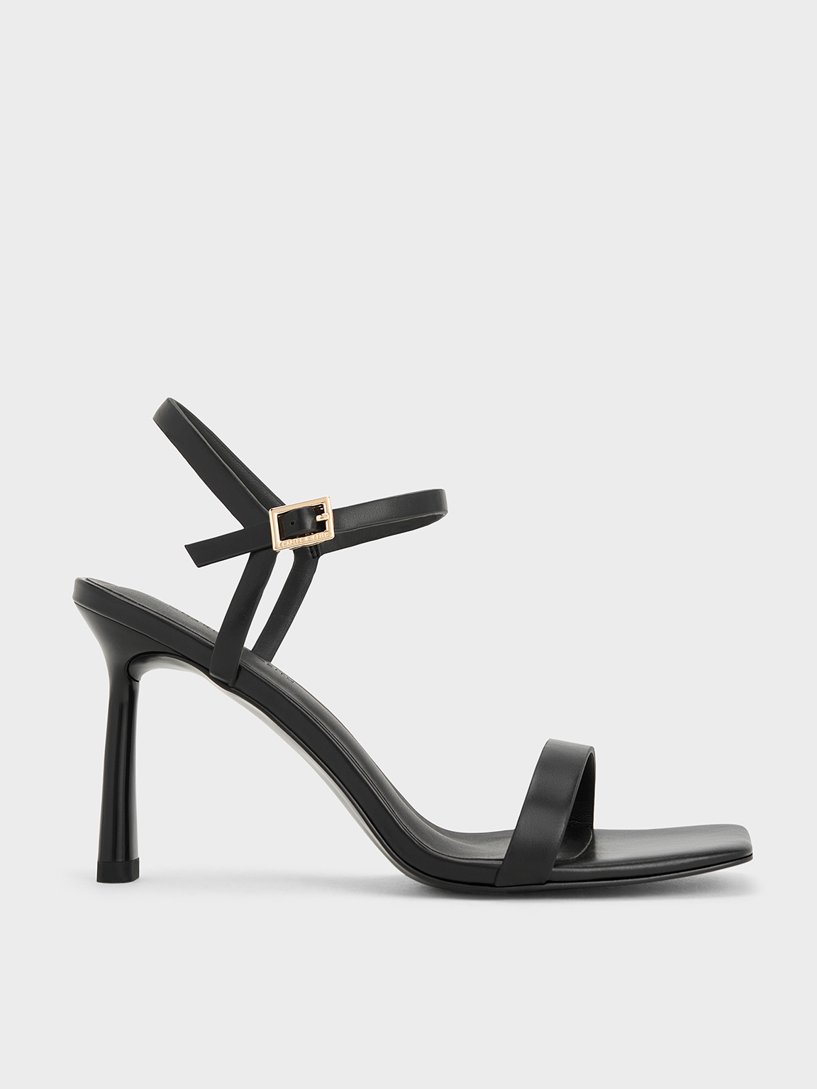 Charles & Keith - Square-Toe Ankle-Strap Heeled Sandals