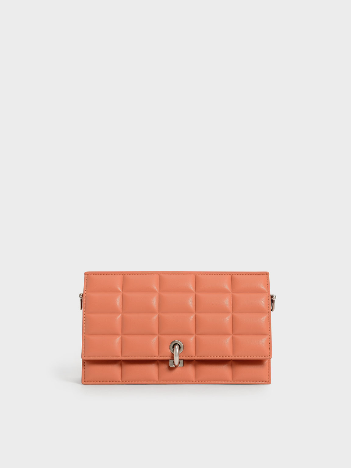 

Padded Turn-Lock Long Wallet, Orange