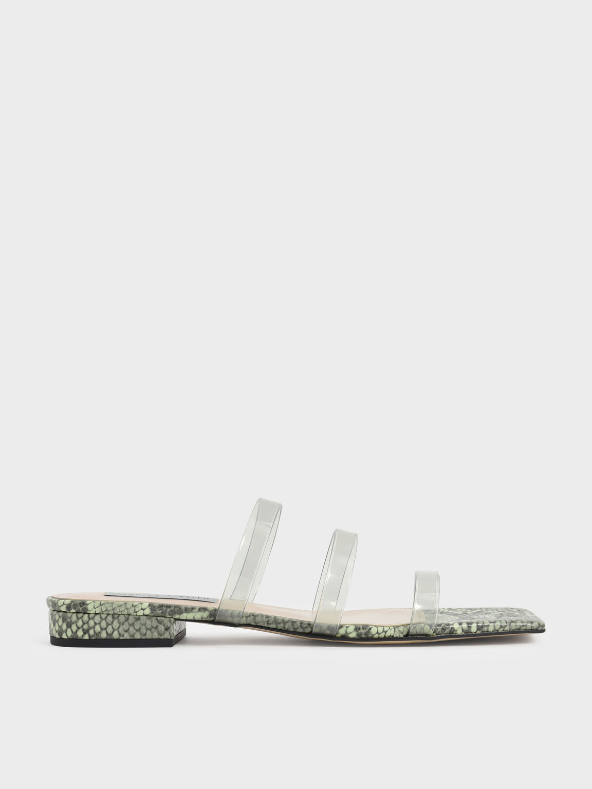 

Clear Strap Snake Print Slide Sandals, Animal print green