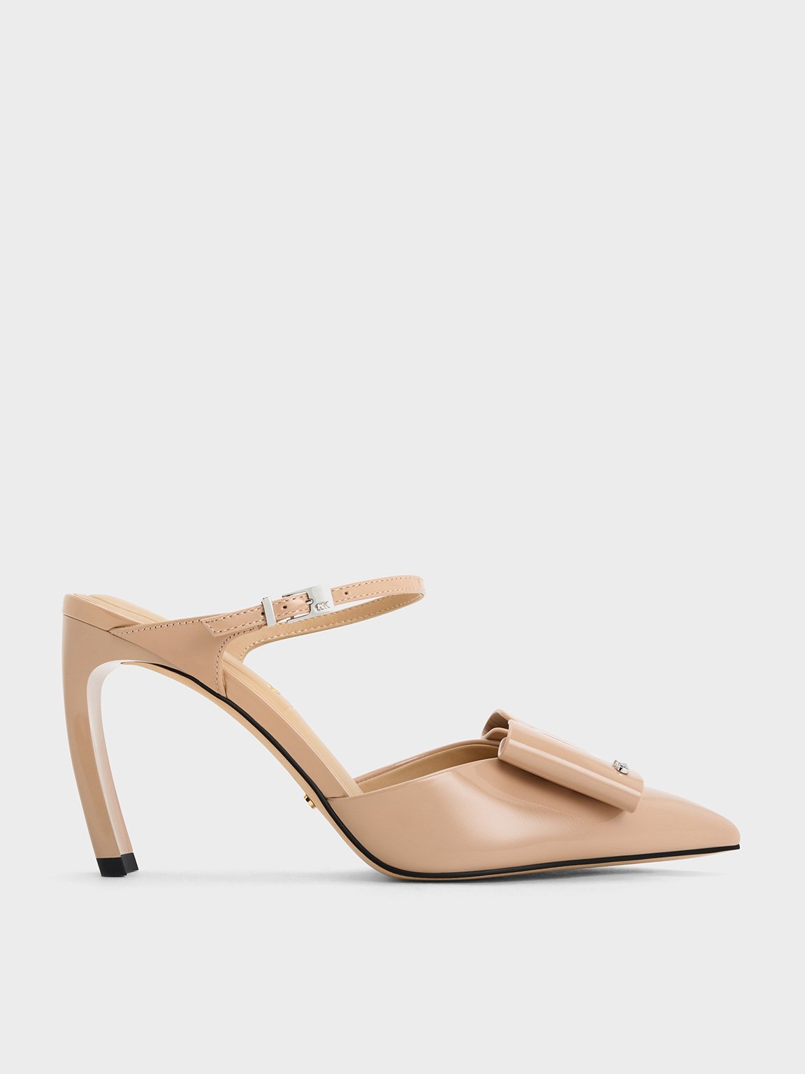 Charles & Keith - Lu Patent Leather Bow Blade-Heel Mules