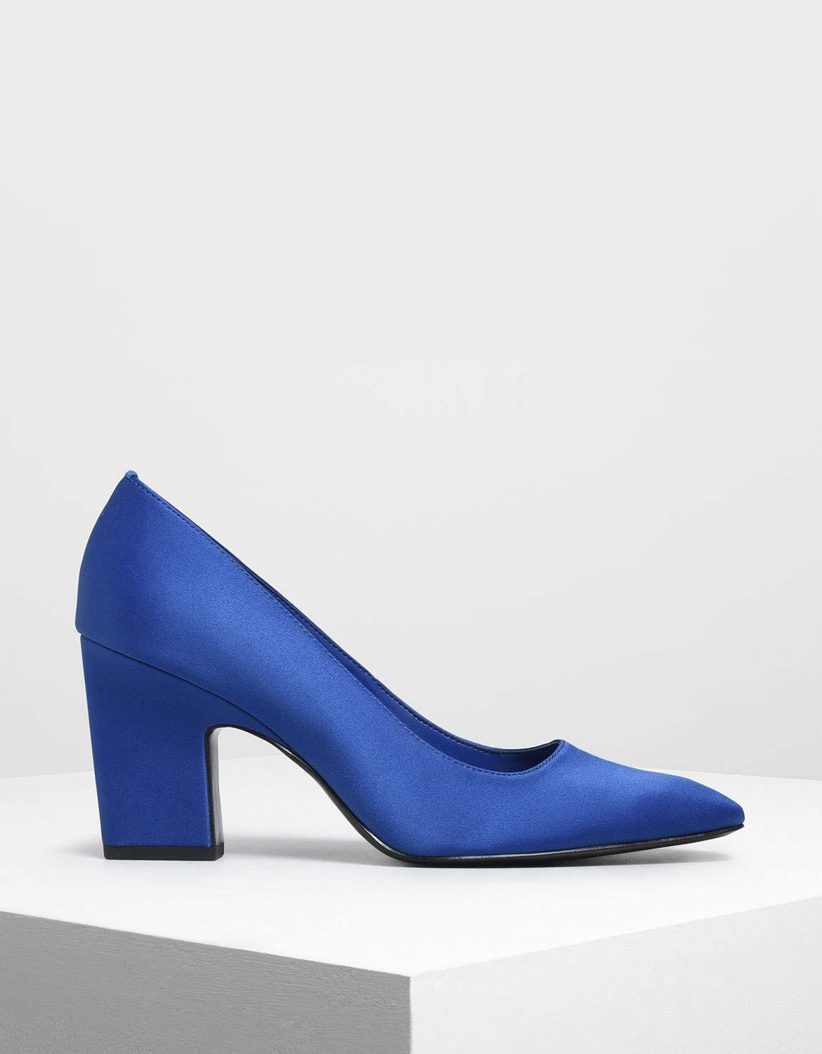 

Satin Blade Heel Pumps, Blue