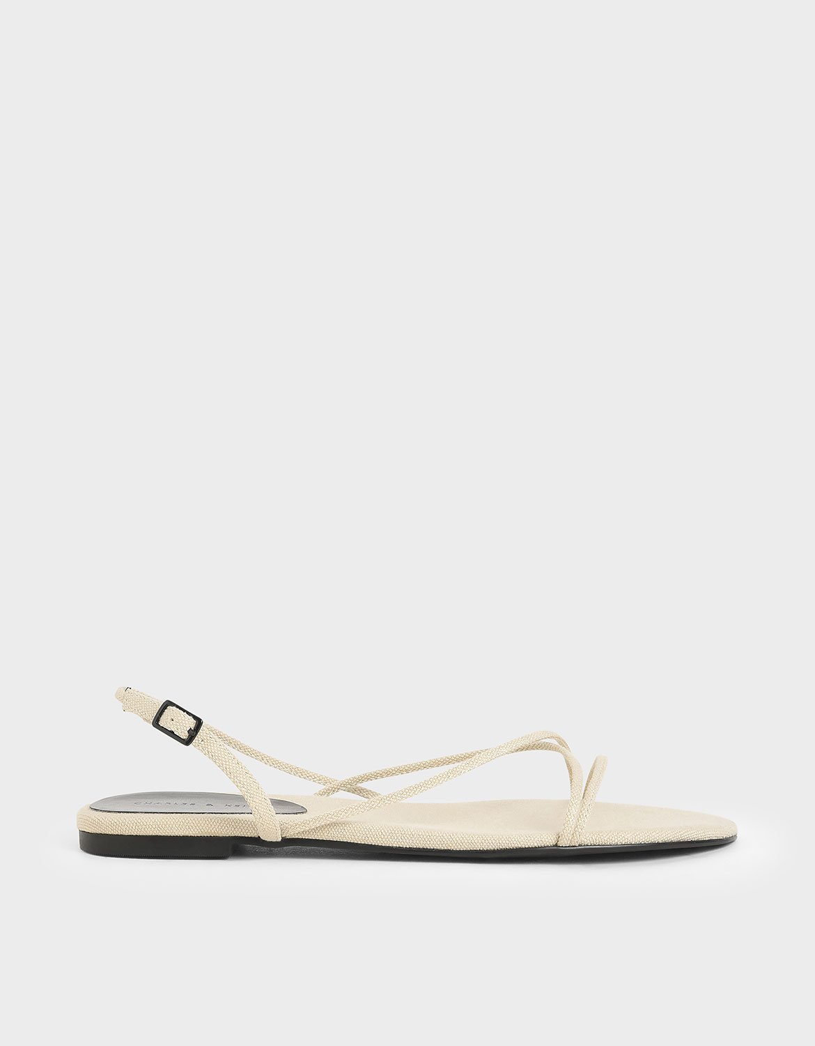 

Canvas Strappy Flat Sandals, Beige