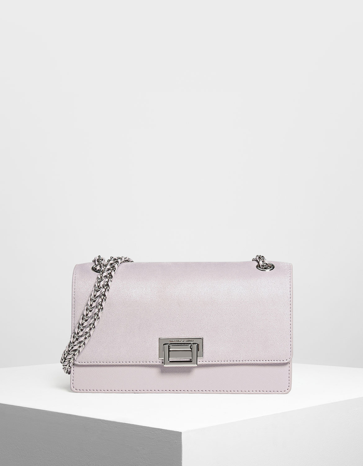 

Textured Chain Link Shoulder Bag, Lilac