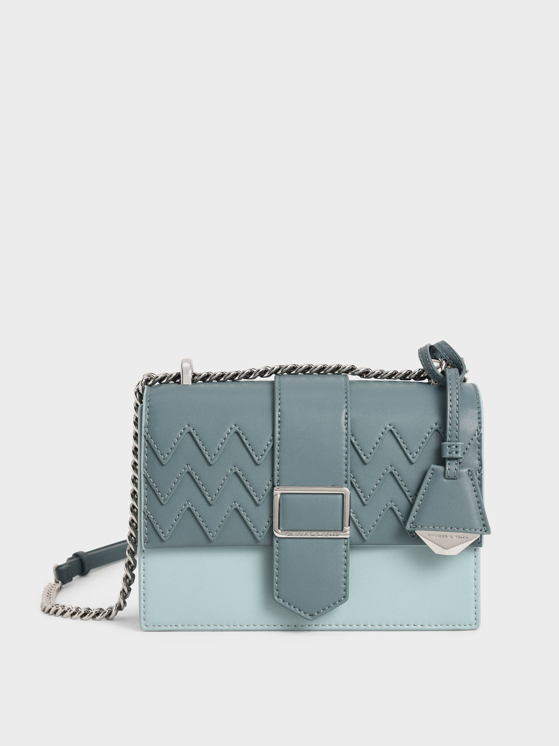 

Metallic Buckle Sling Bag, Teal