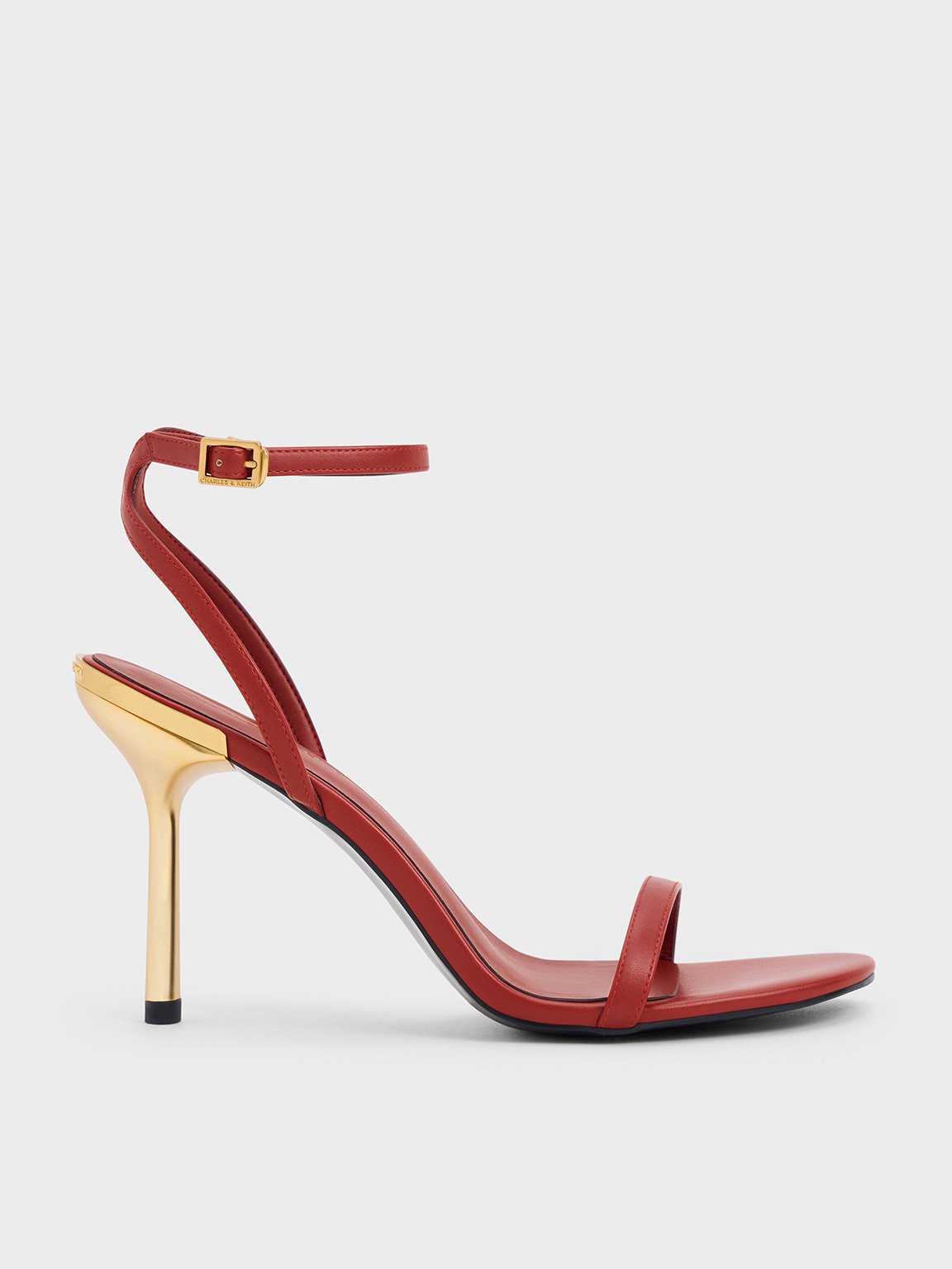 Charles & Keith - Metallic Stiletto-Heel Ankle-Strap Sandals