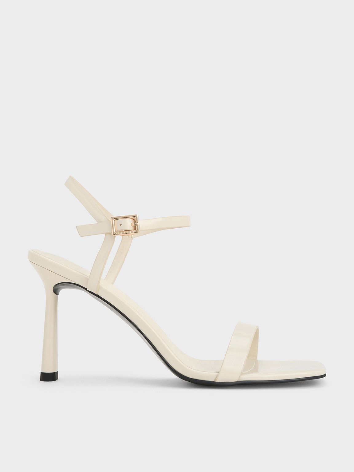 Charles & Keith - Patent Square-Toe Ankle-Strap Heeled Sandals