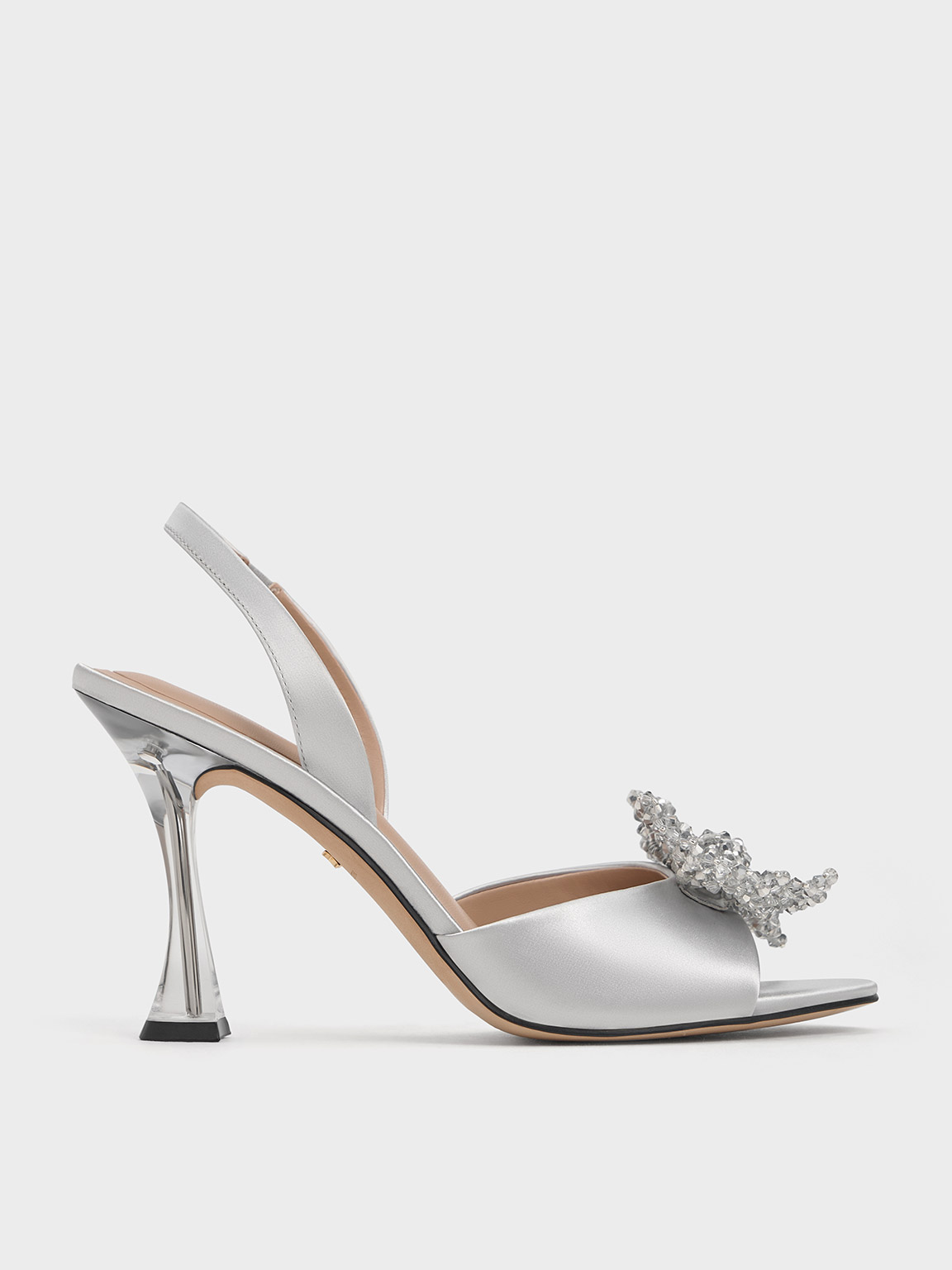 Charles & Keith - Recycled Polyester Beaded Bow Slingback Pumps