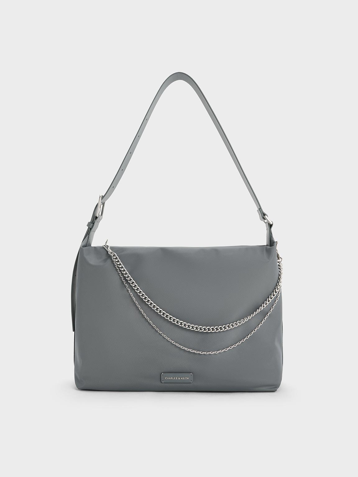 Charles & Keith - Nylon Chain-Link Slouchy Shoulder Bag