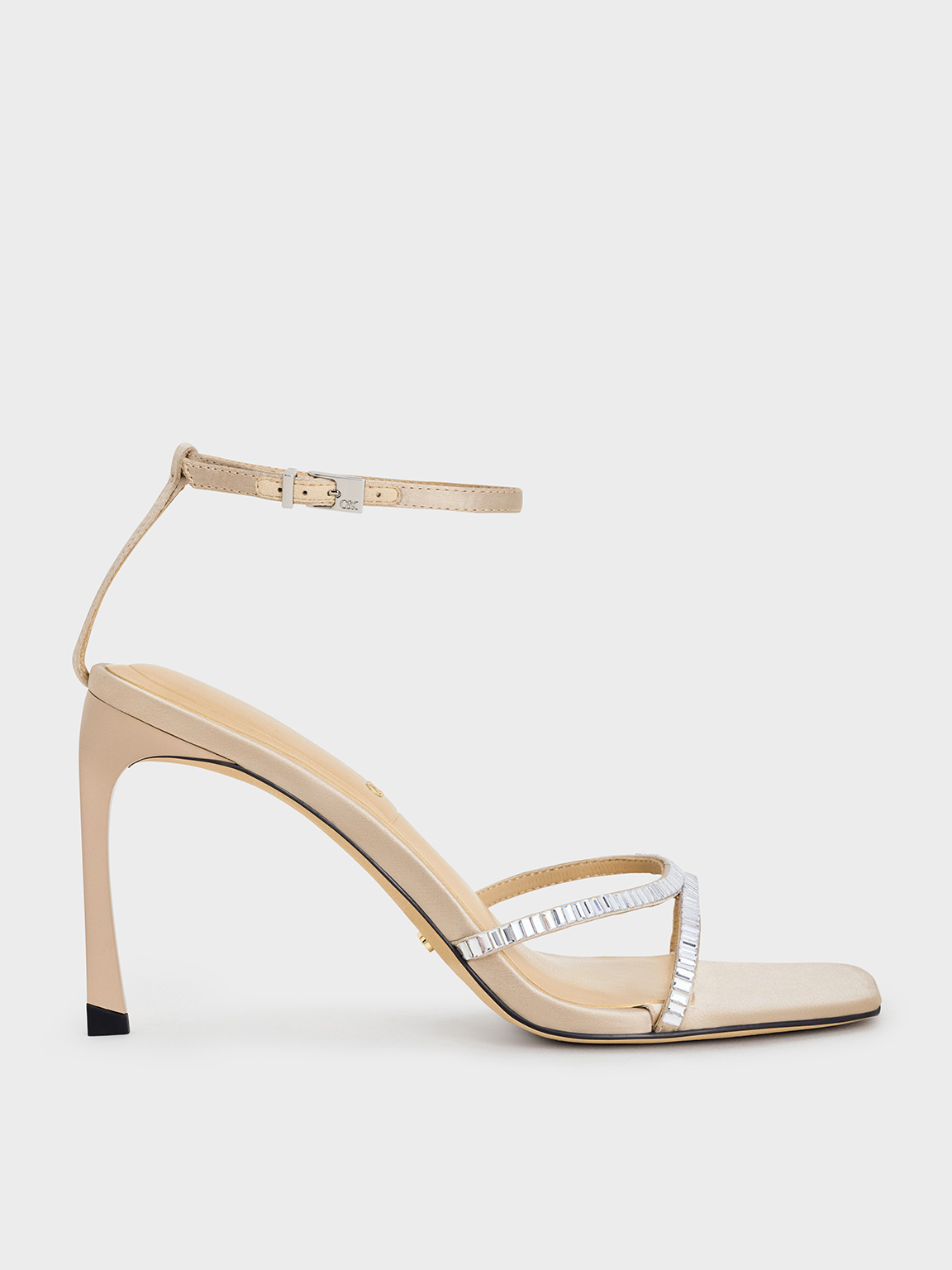 Charles & Keith - Recycled Polyester Crystal-Embellished Ankle-Strap Sandals