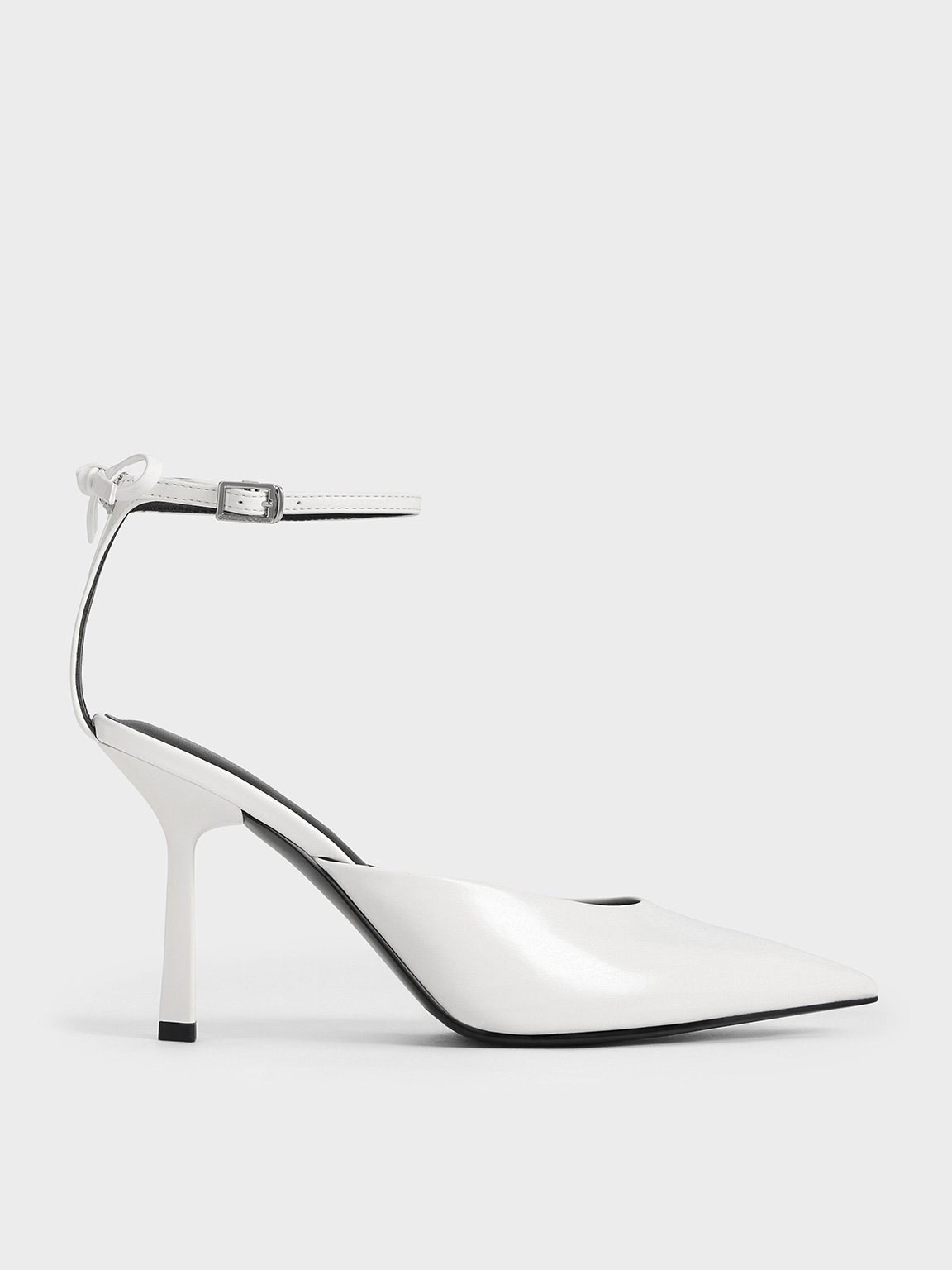 Charles & Keith - Bow Ankle-Strap Pointed-Toe Stiletto Pumps