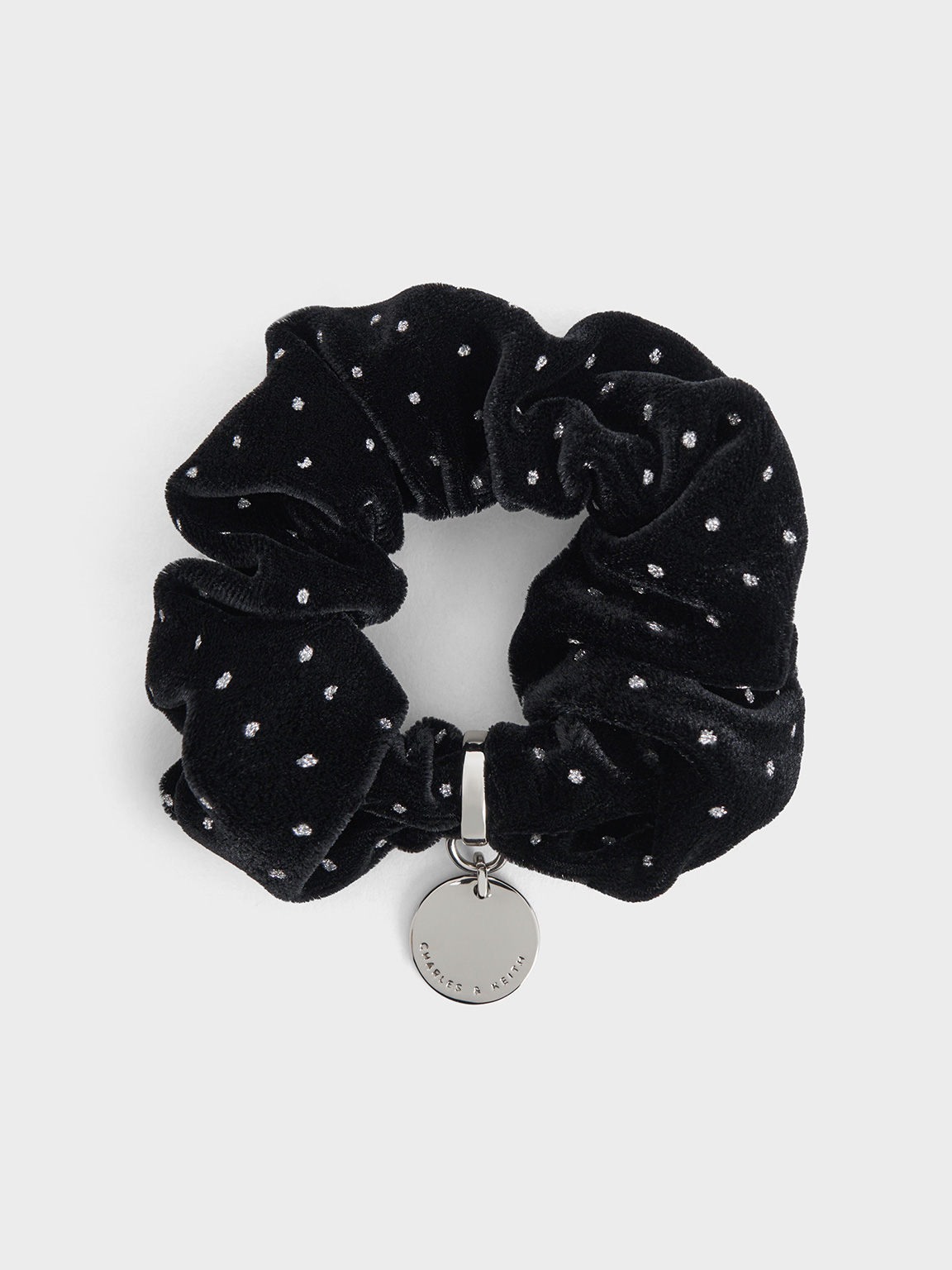 Charles & Keith - Velvet Dotted Scrunchie