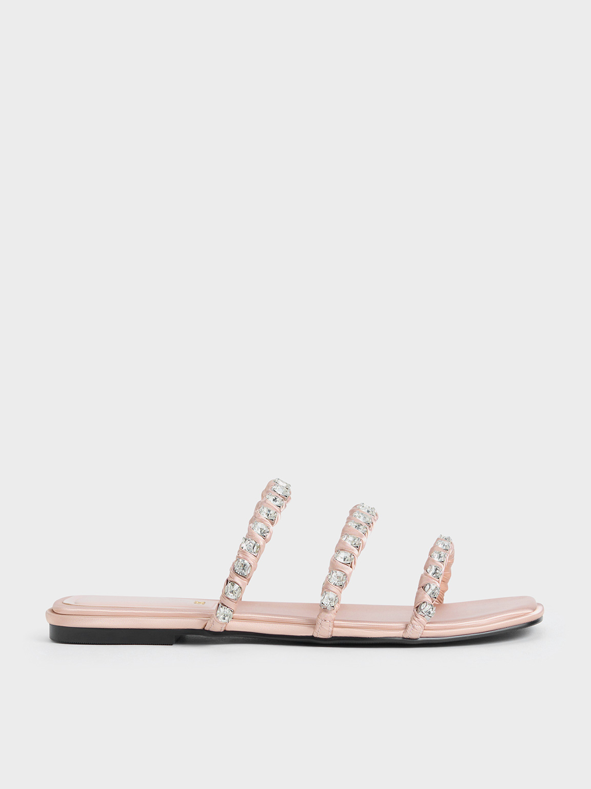 Charles & Keith - Goldie Recycled Polyester Gem-Encrusted Slide Sandals