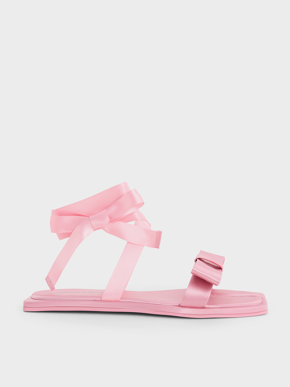 Charles & Keith - Satin Bow Tie-Around Flat Sandals