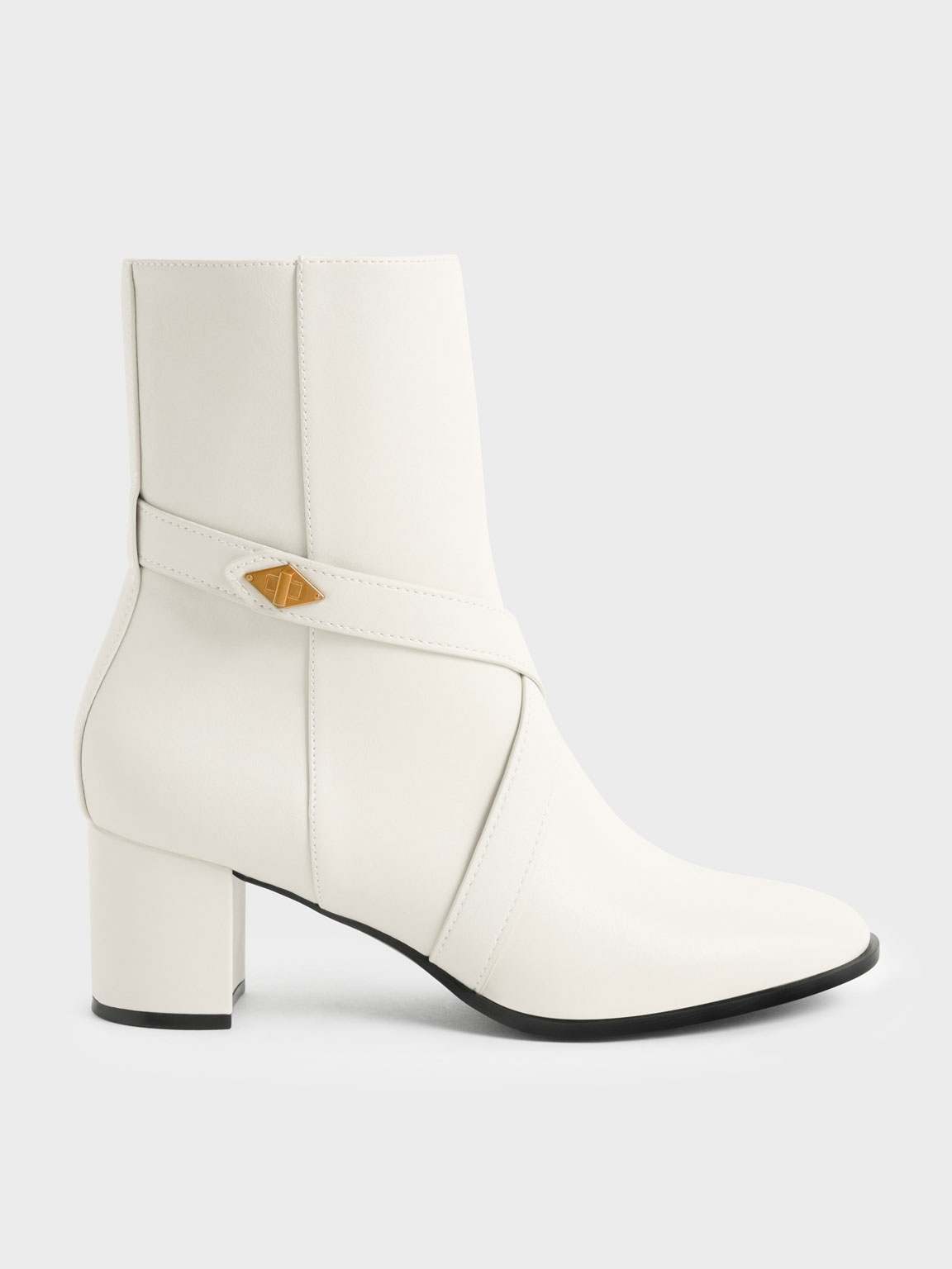 Charles & Keith - Metallic Accent Crossover Ankle Boots