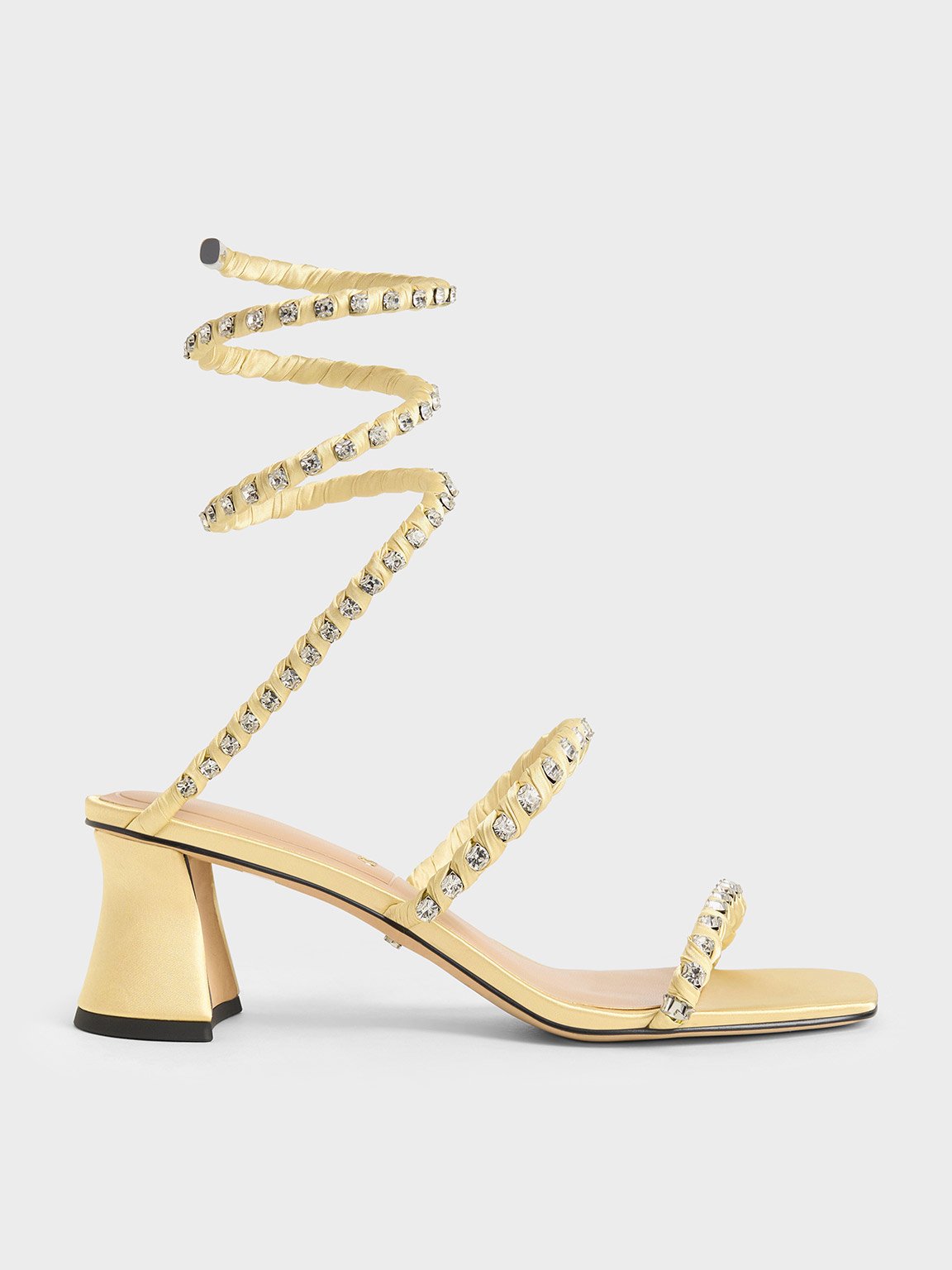 Charles & Keith - Goldie Recycled Polyester Gem-Encrusted Spiral Sandals