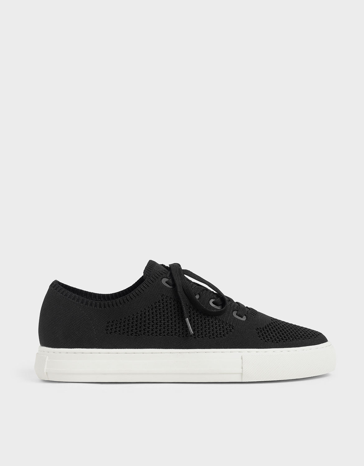 

Knitted Lace-Up Sneakers, Black