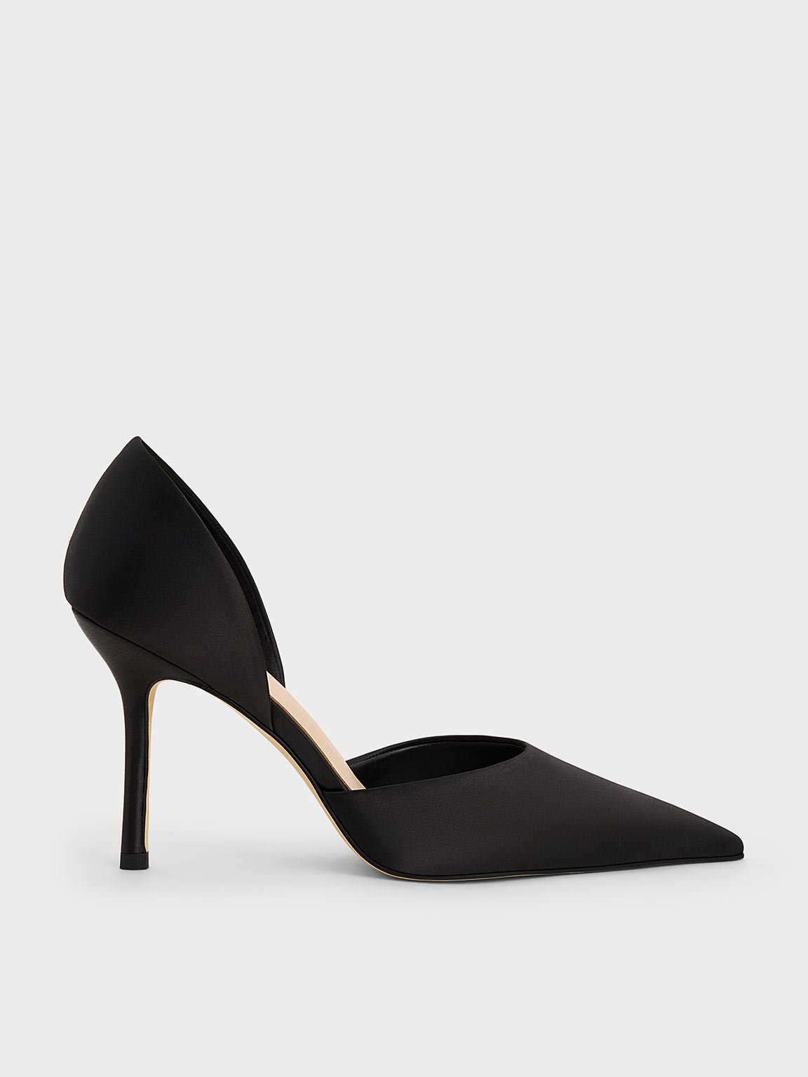 Charles & Keith - Satin Pointed-Toe D'Orsay Pumps