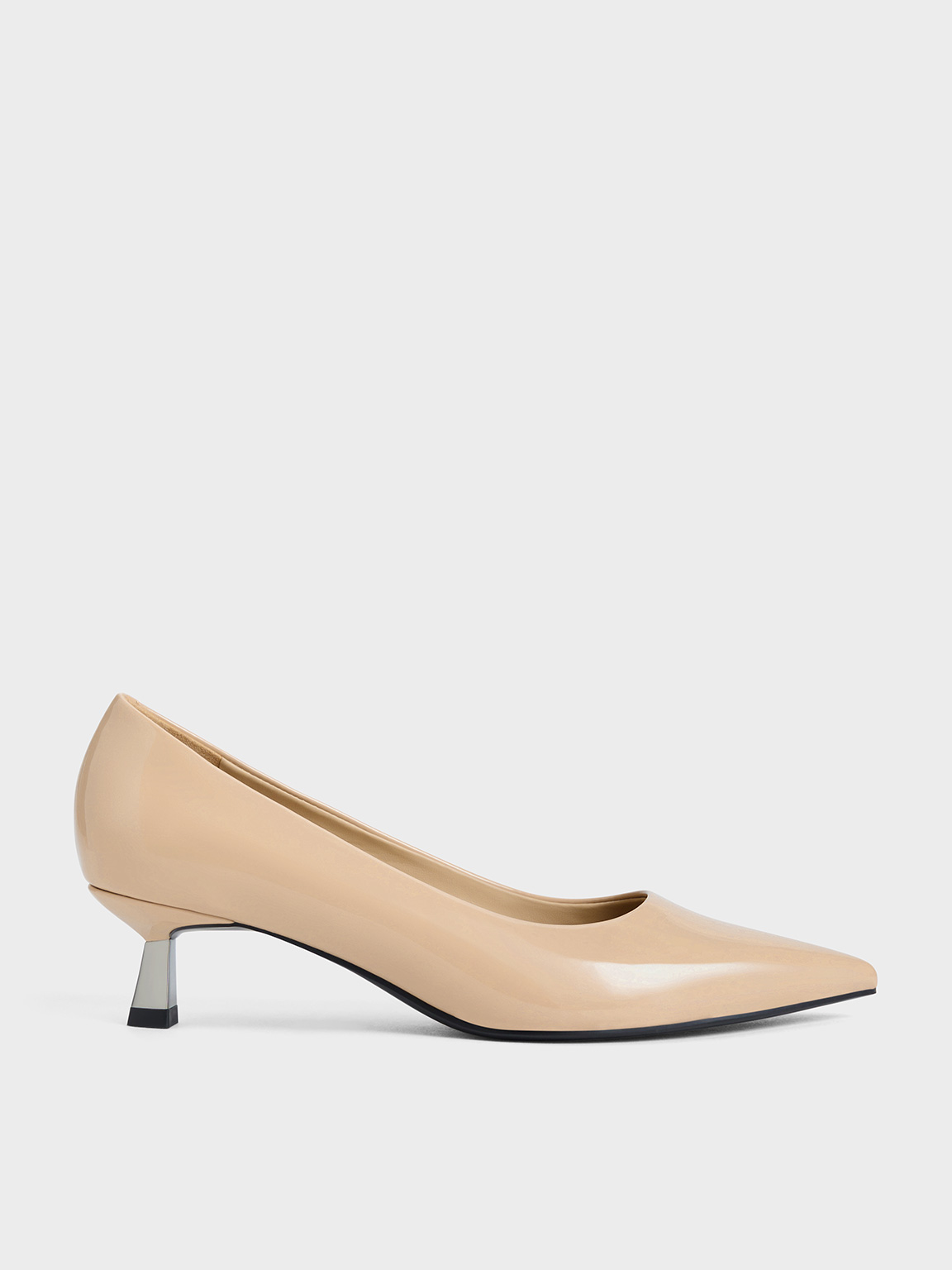 Charles & Keith - Patent Pointed-Toe Kitten-Heel Pumps