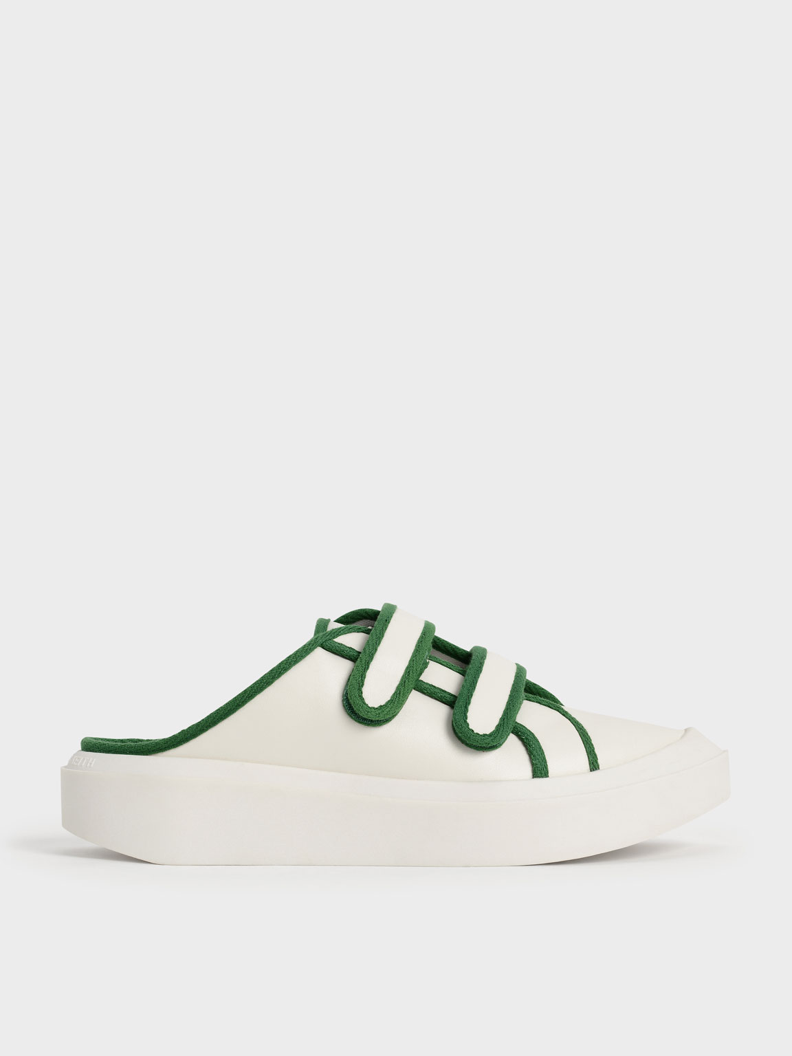 

Two-Tone Velcro Sneaker Mules, Green