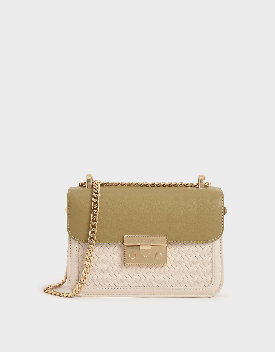 

Hong Kong Exclusive: Woven Push-Lock Crossbody Bag, Cream