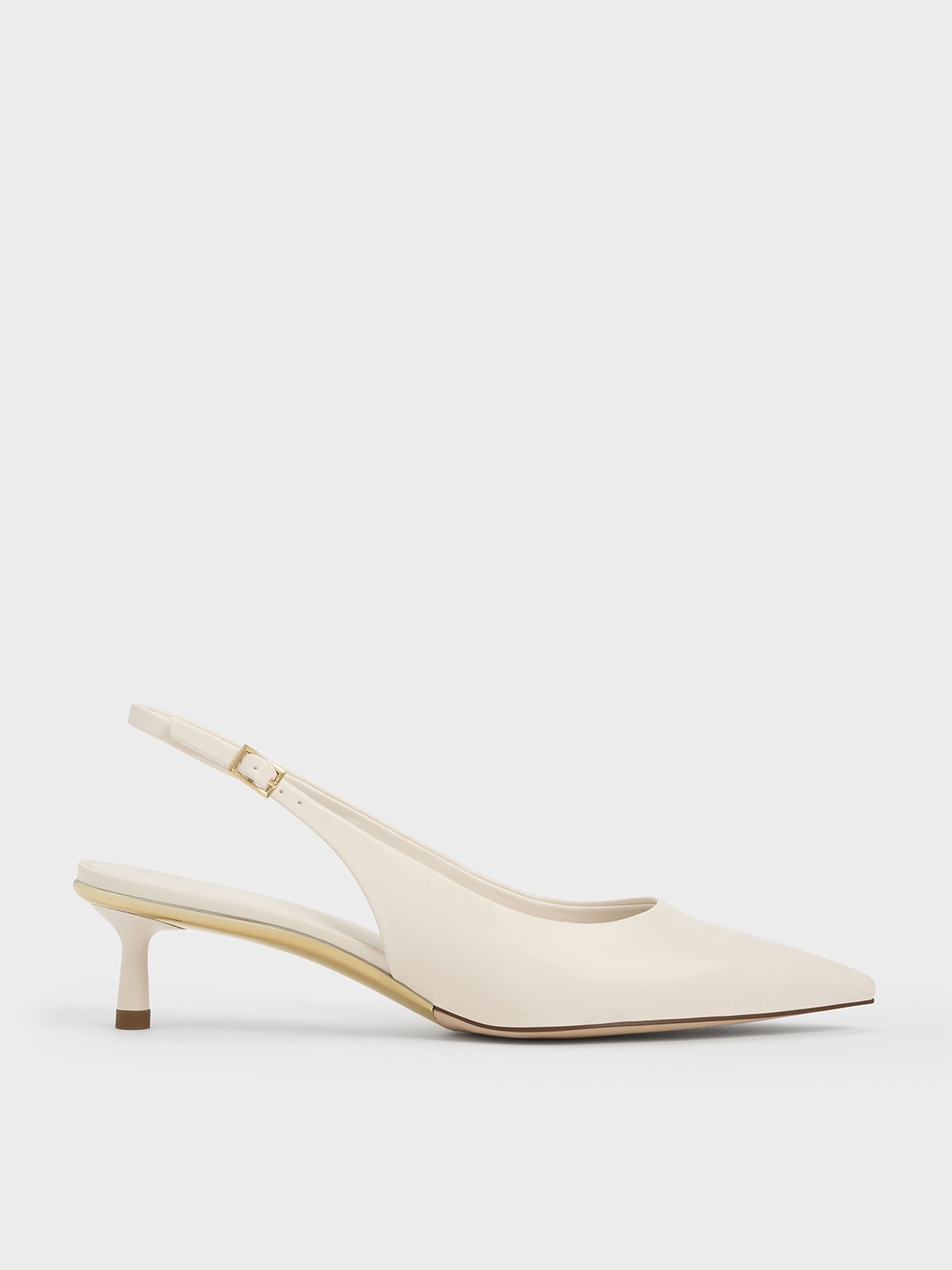 Charles & Keith Pointed-toe Slingback Pumps In Chalk