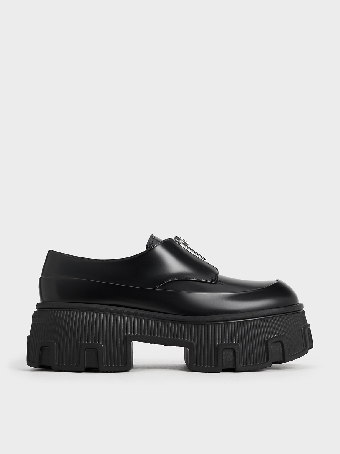 Charles & Keith - Zip-Up Platform Loafers