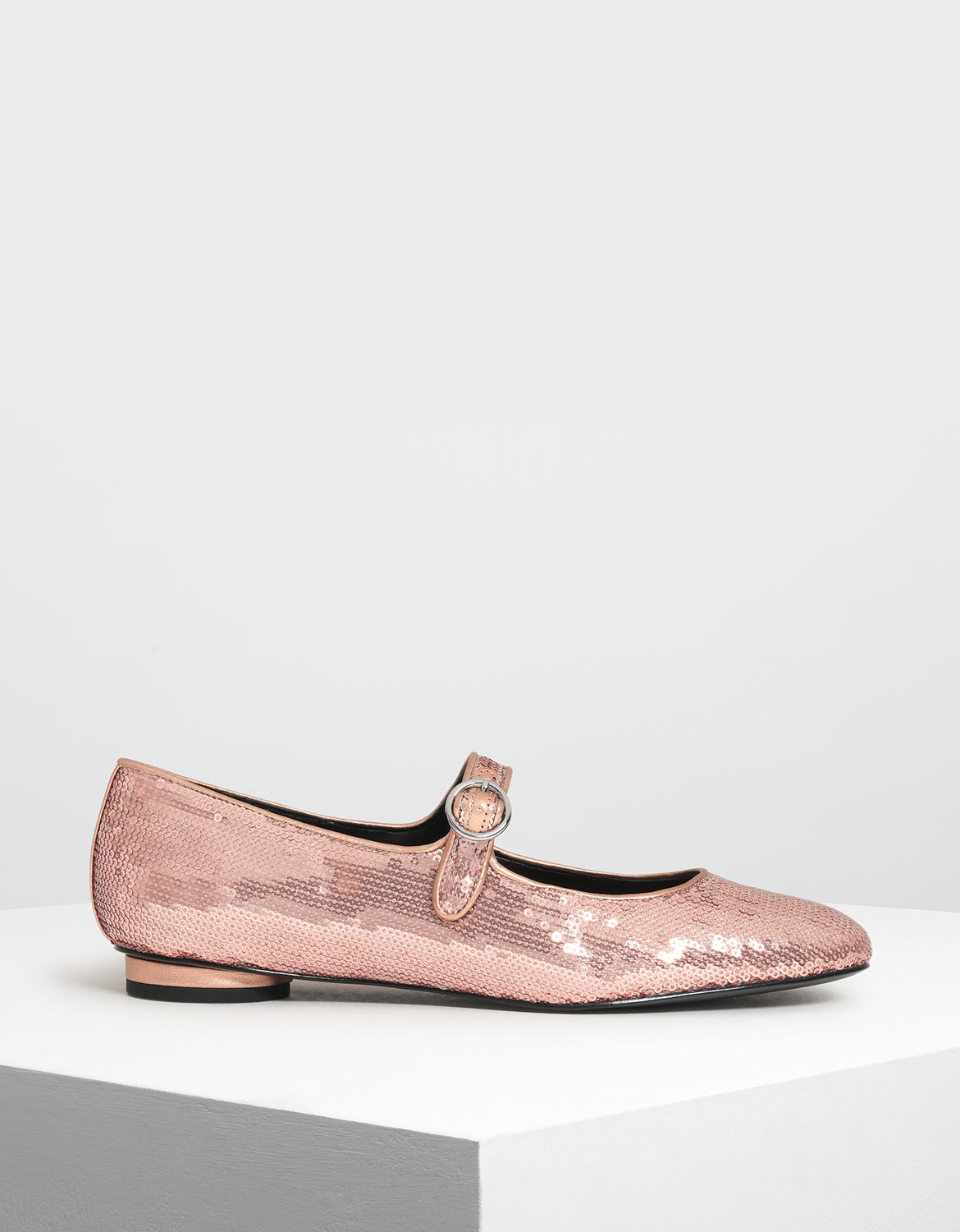 

Sequin Mary Jane Flats, Pink