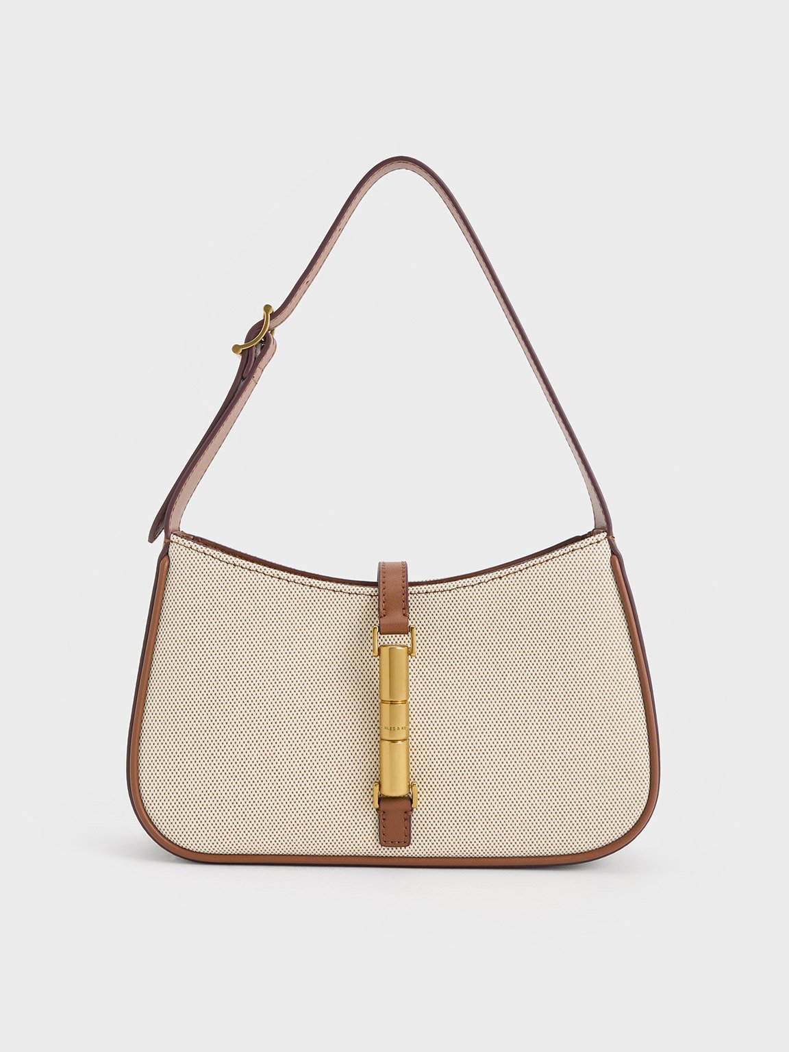 Charles & Keith - Cesia Canvas Metallic Accent Shoulder Bag