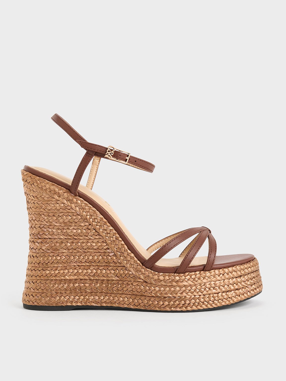 Charles & Keith - Leather Strappy Espadrille Wedges