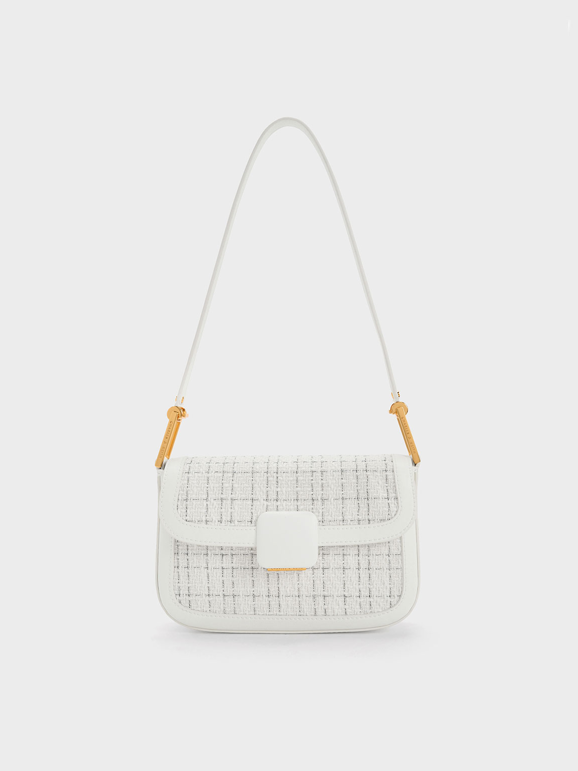 Charles & Keith - Koa Square Push-Lock Knitted Shoulder Bag