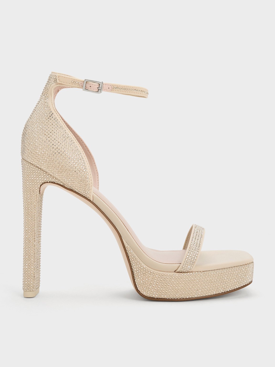 Charles & Keith - Crystal Ankle-Strap Platform Sandals