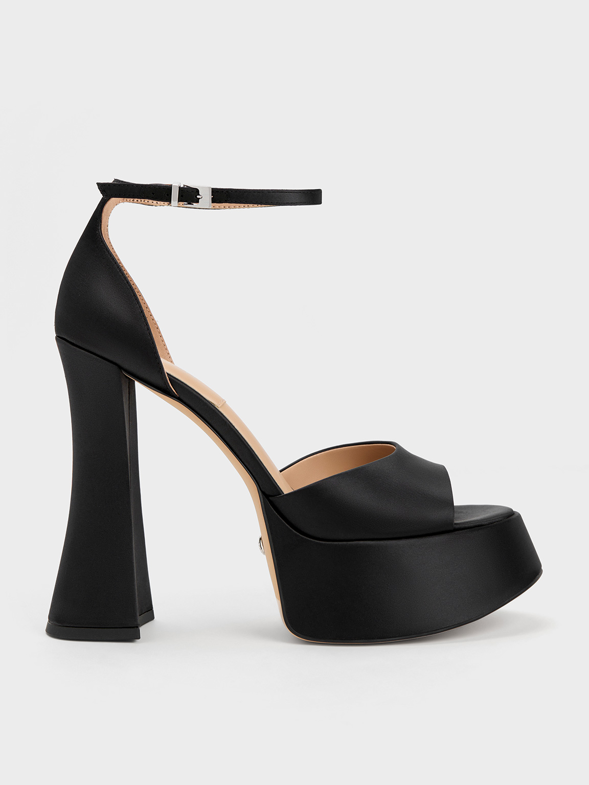 Charles & Keith Michelle Recycled Polyester Platform Sandals In Black