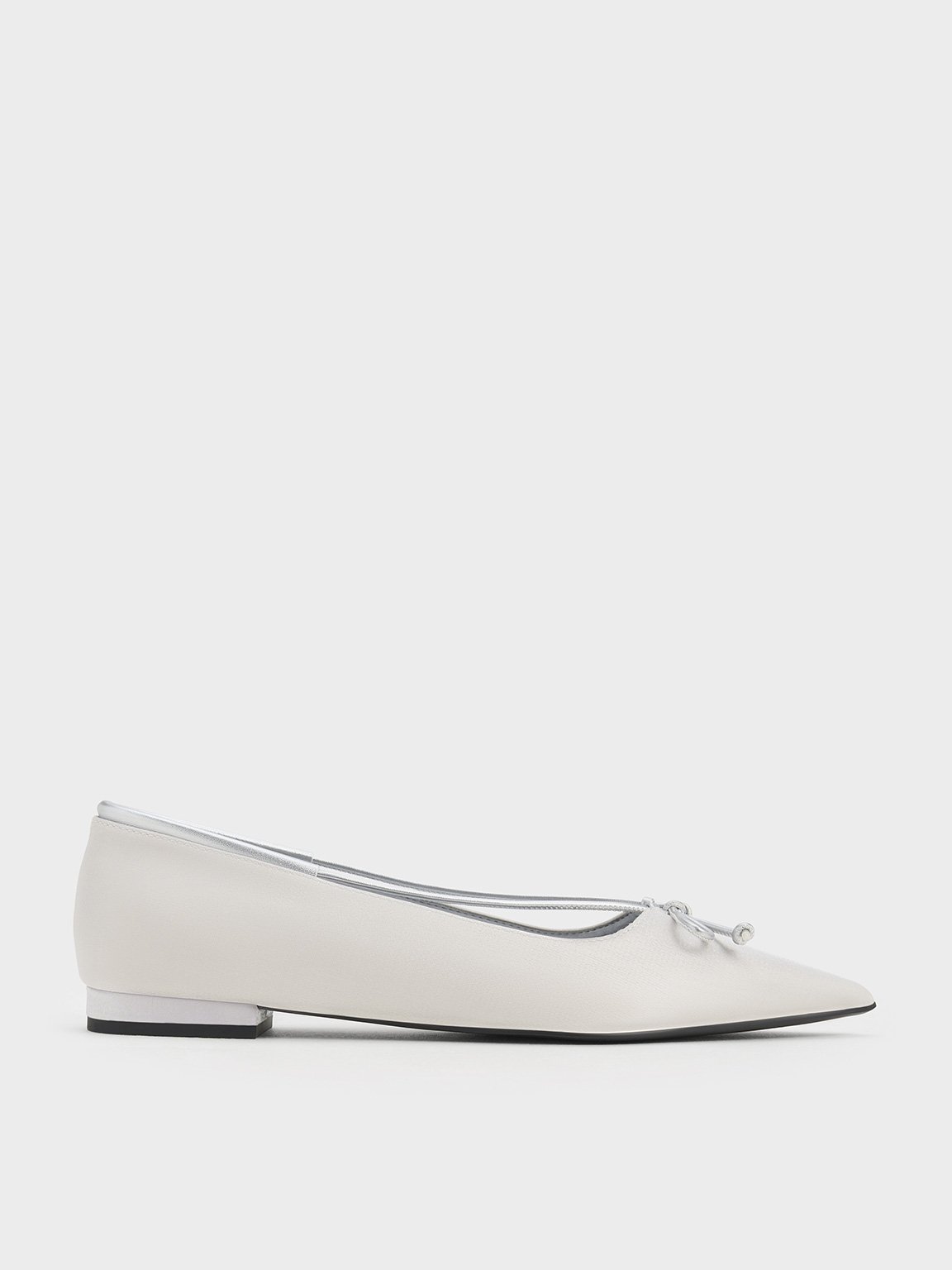 Charles & Keith - Metallic Bow Pointed-Toe Ballet Flats