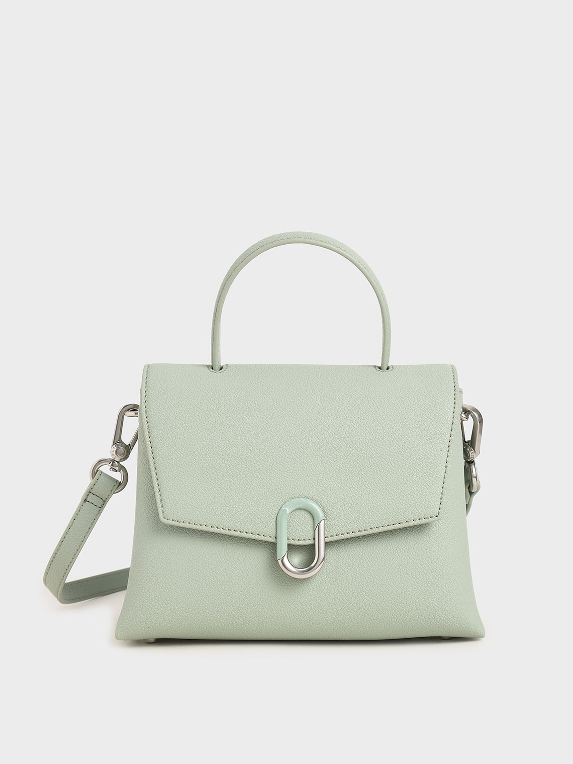 Mint Green Stone Embellished Front Flap Bag CHARLES  