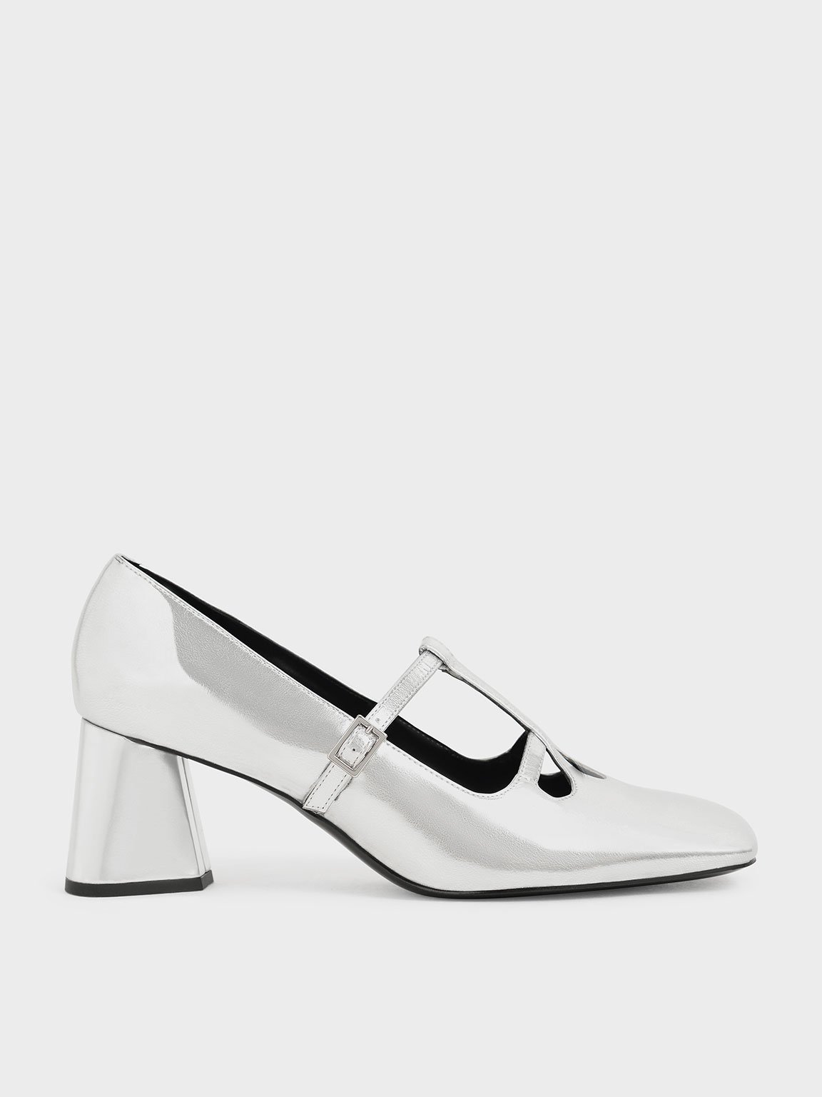 

Metallic Double Strap Mary Jane Pumps