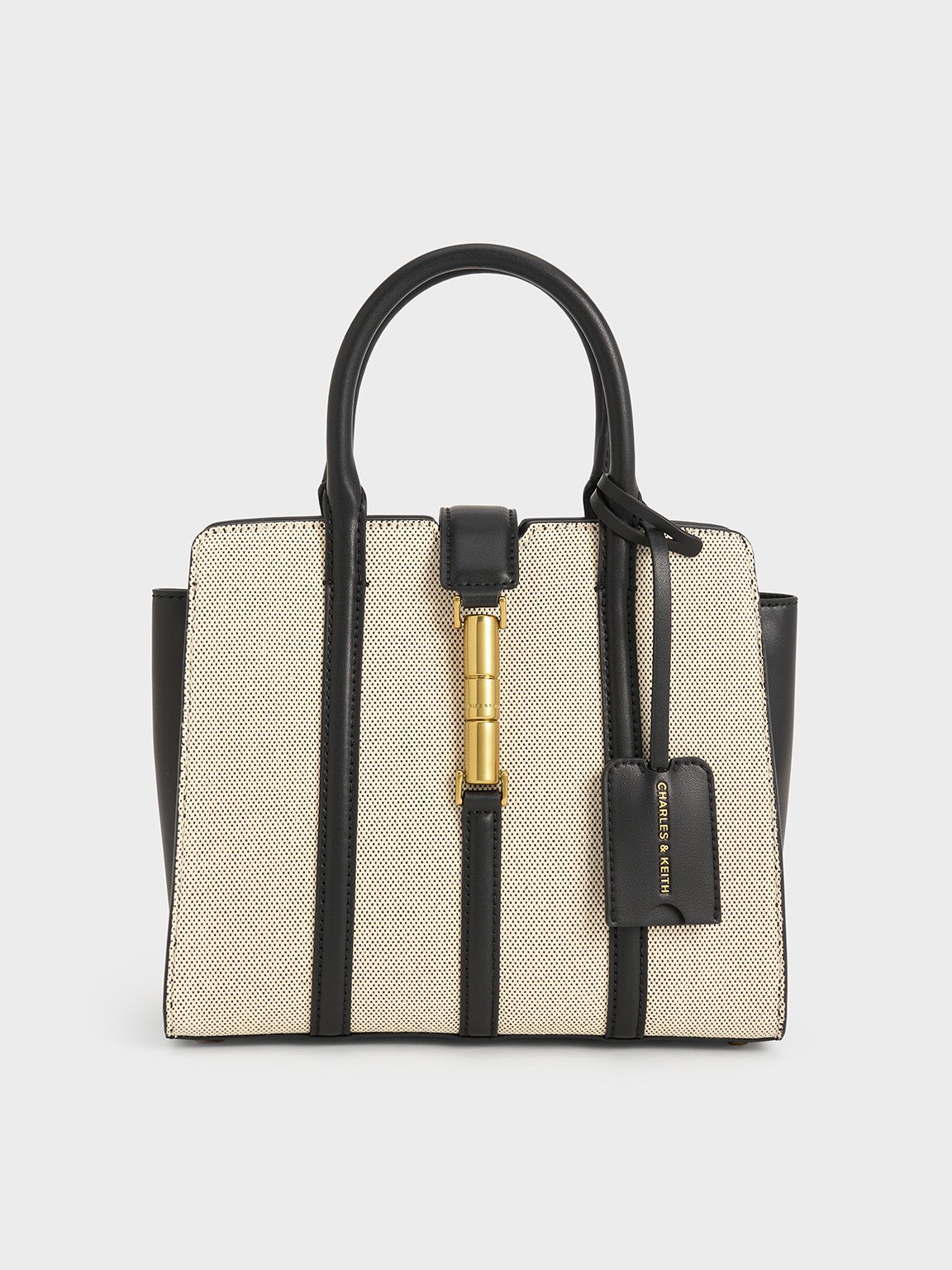 Charles & Keith - Cesia Canvas Metallic Accent Tote Bag