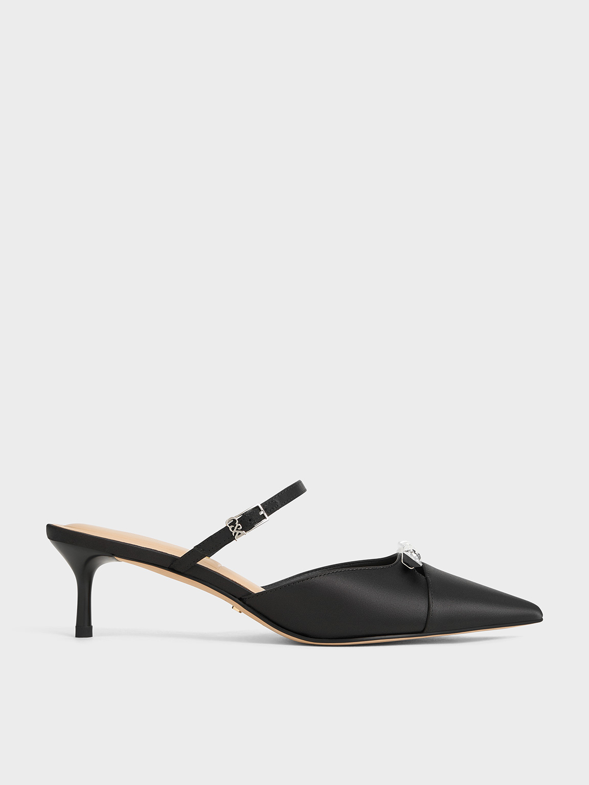 Charles & Keith - Recycled Polyester Bow Kitten-Heel Mules