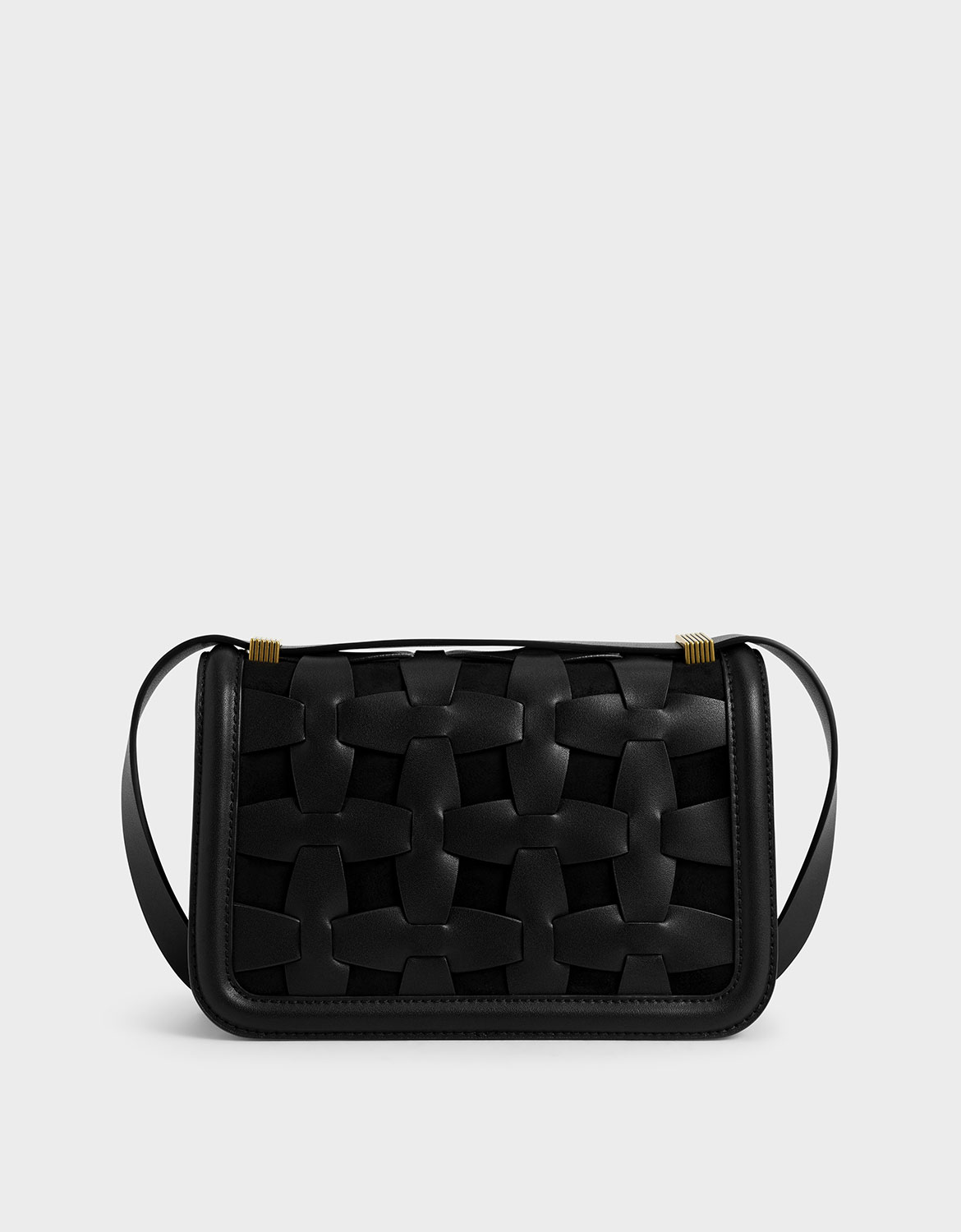 

Weave Detail Shoulder Bag, Black