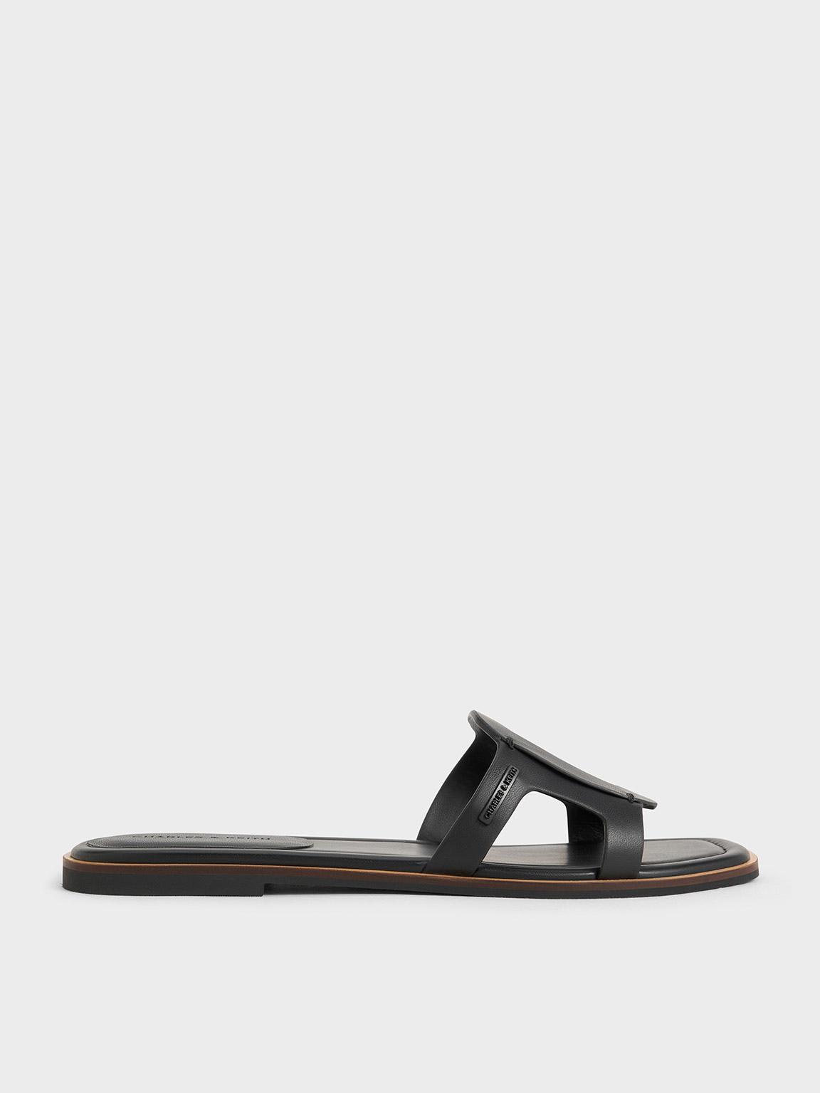 Shop Charles & Keith - Cut-out Slide Sandals In Black