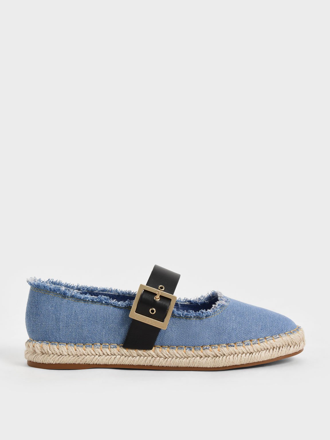 Charles & Keith - Buckled Denim Espadrille Flats