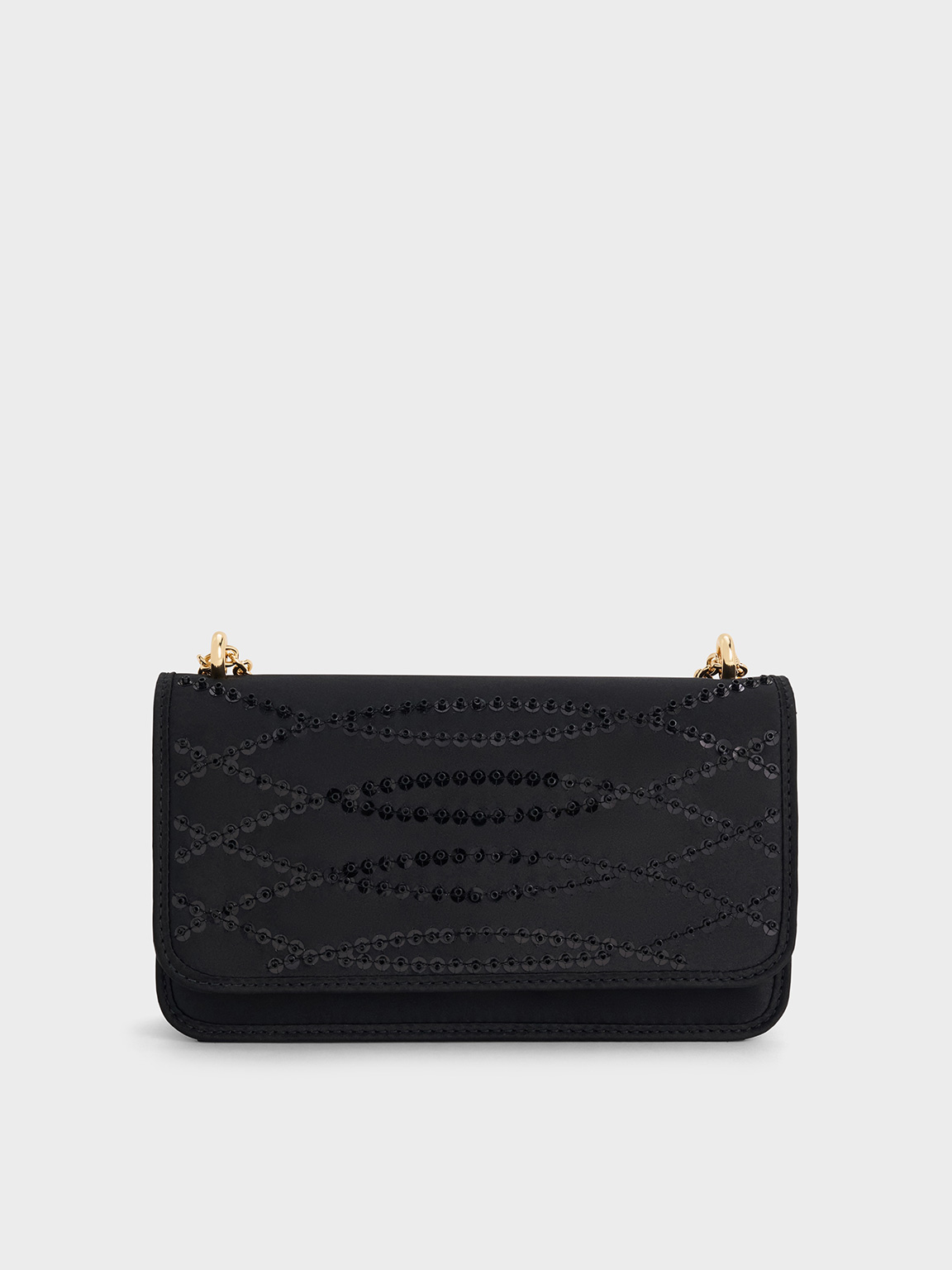 Charles & Keith - Satin Sequinned Chain-Handle Mini Bag